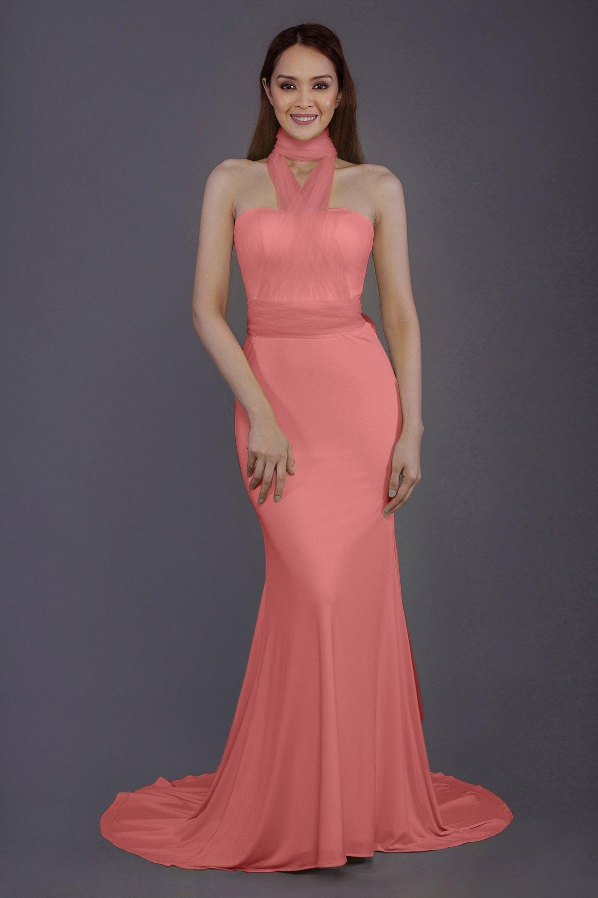 Mermaid Court Train Knitted Fabric Bridesmaid Dress PR3498 - COCOMELODY