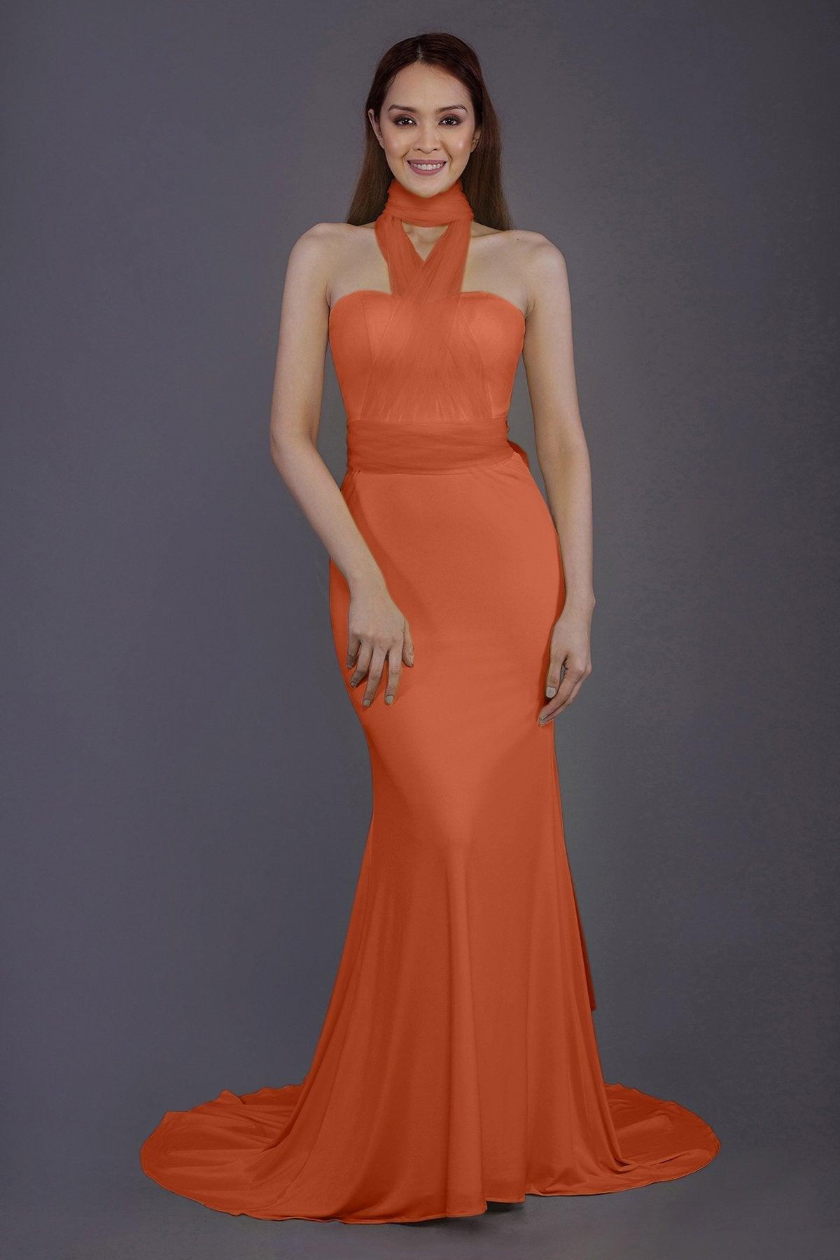 Mermaid Court Train Knitted Fabric Bridesmaid Dress PR3498 - COCOMELODY