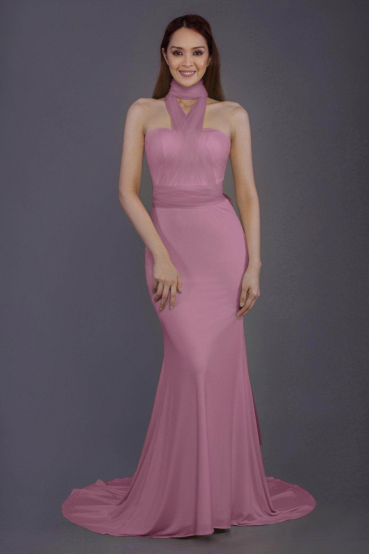 Mermaid Court Train Knitted Fabric Bridesmaid Dress PR3498 - COCOMELODY