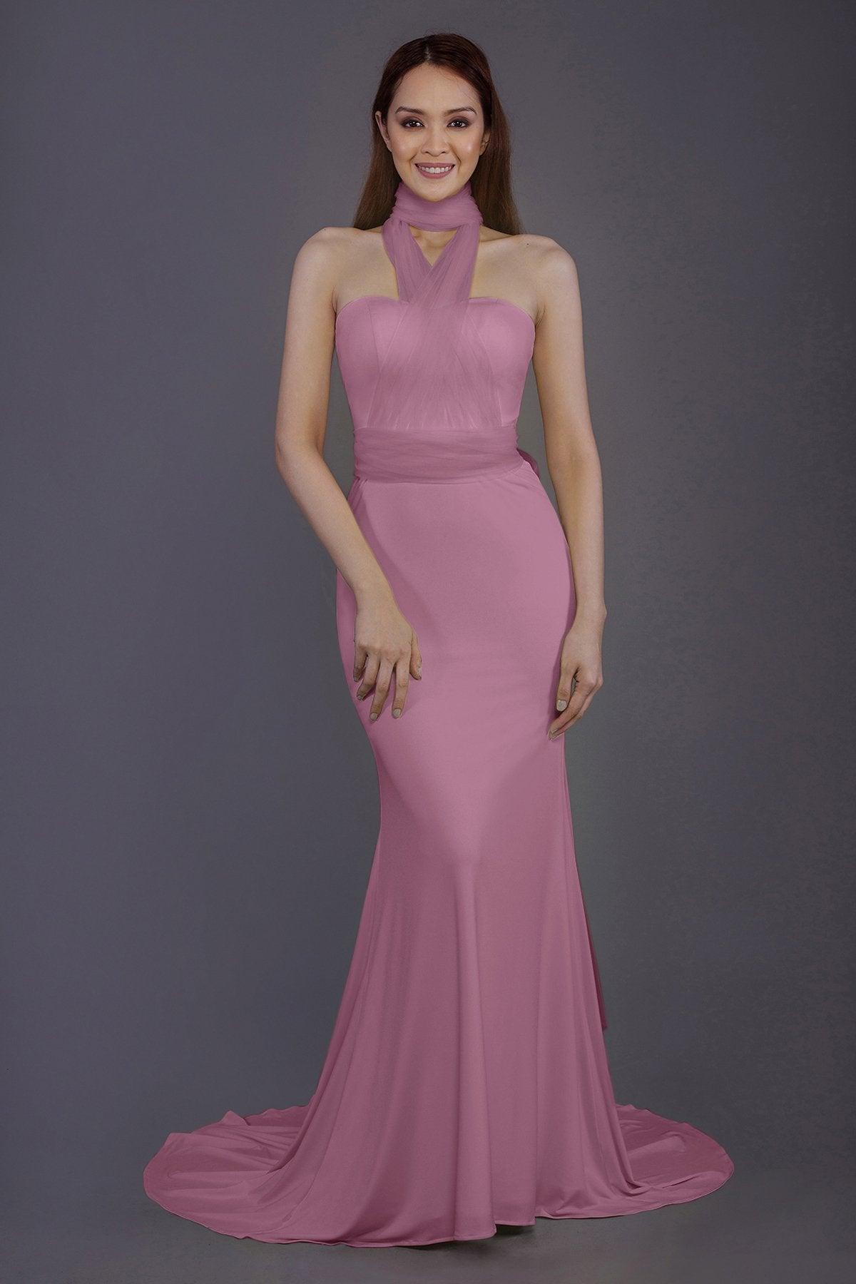 Mermaid Court Train Knitted Fabric Bridesmaid Dress PR3498 - COCOMELODY