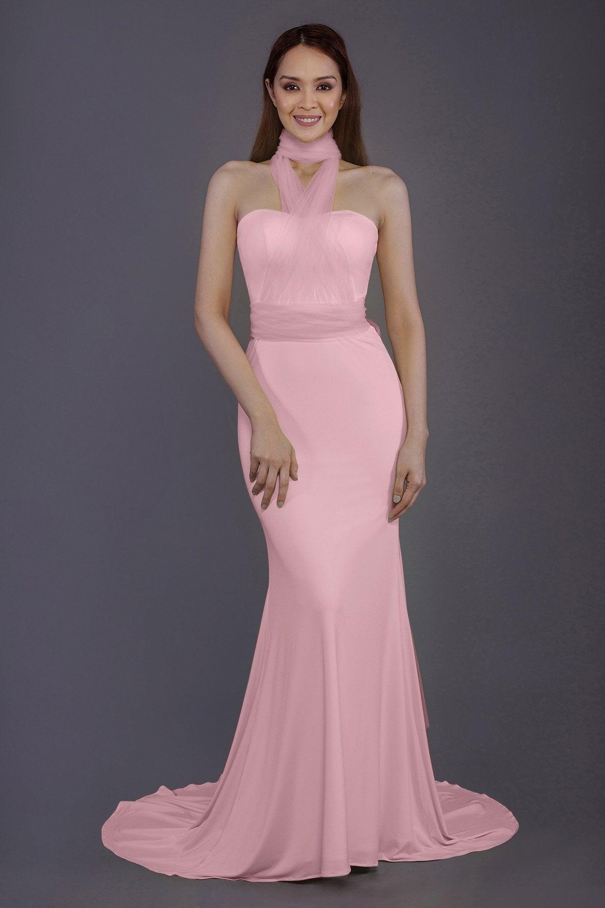 Mermaid Court Train Knitted Fabric Bridesmaid Dress PR3498 - COCOMELODY