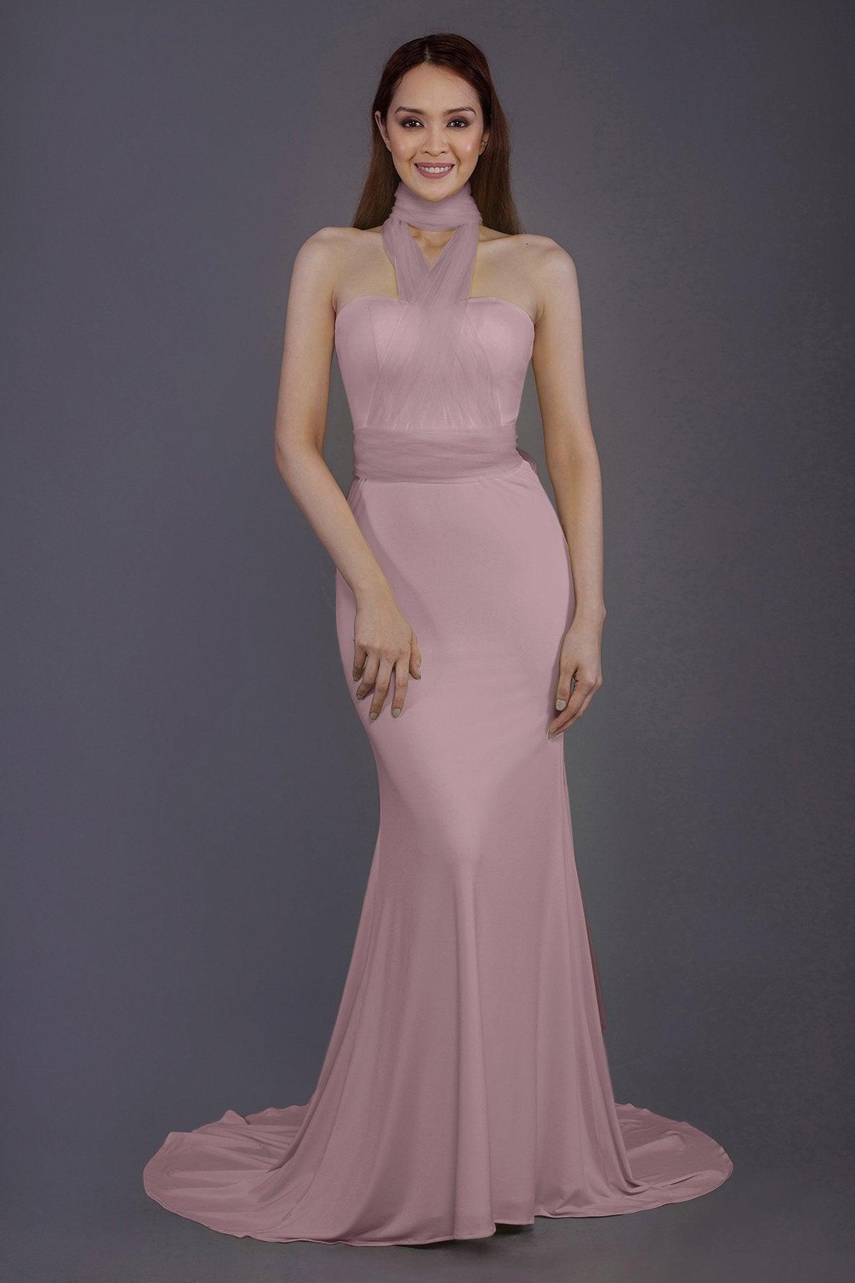 Mermaid Court Train Knitted Fabric Bridesmaid Dress PR3498 - COCOMELODY