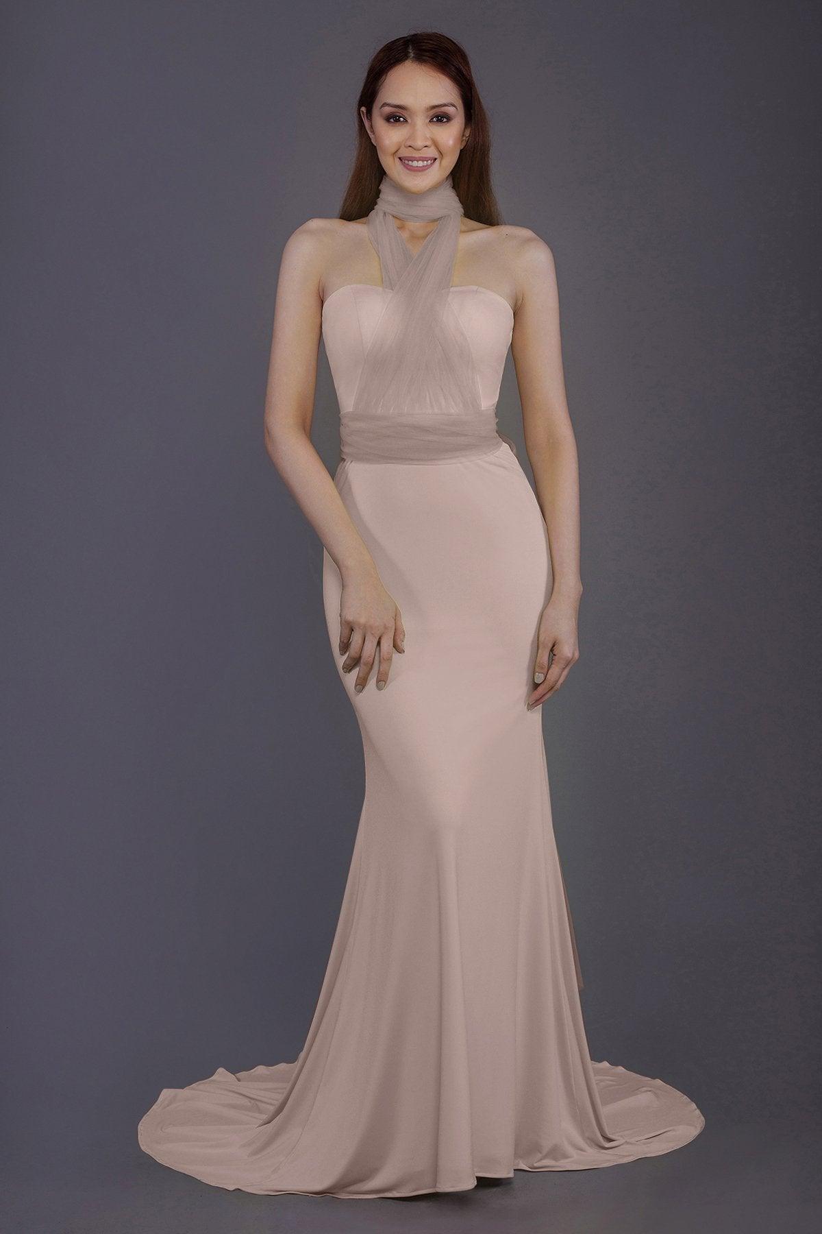 Mermaid Court Train Knitted Fabric Bridesmaid Dress PR3498 - COCOMELODY