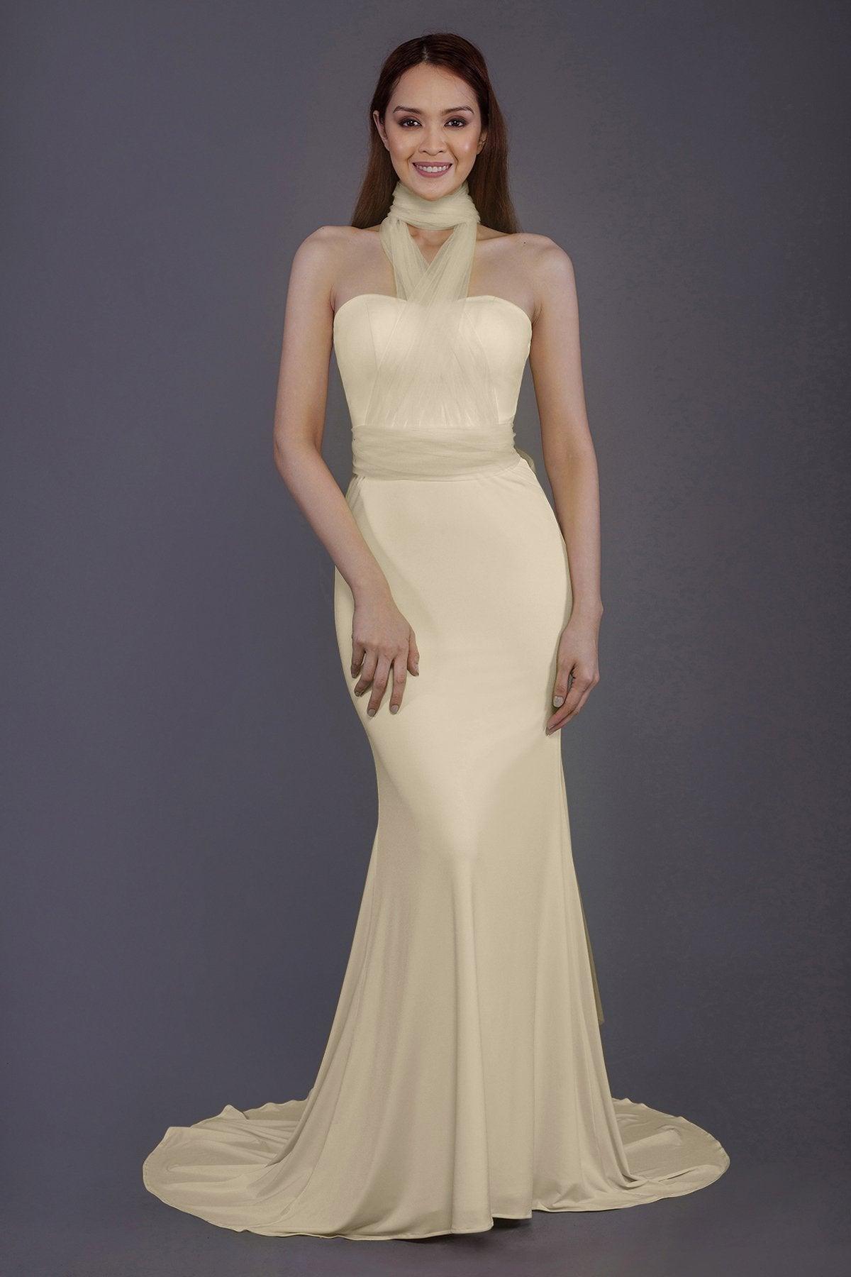 Mermaid Court Train Knitted Fabric Bridesmaid Dress PR3498 - COCOMELODY