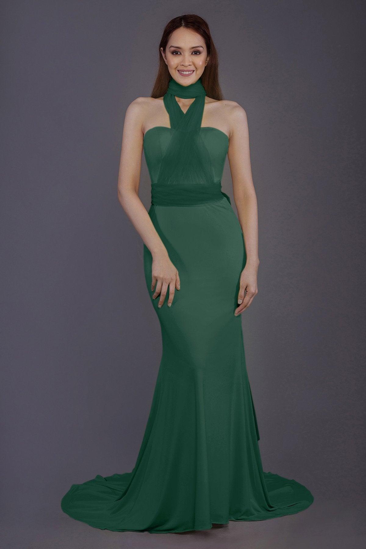 Mermaid Court Train Knitted Fabric Bridesmaid Dress PR3498 - COCOMELODY
