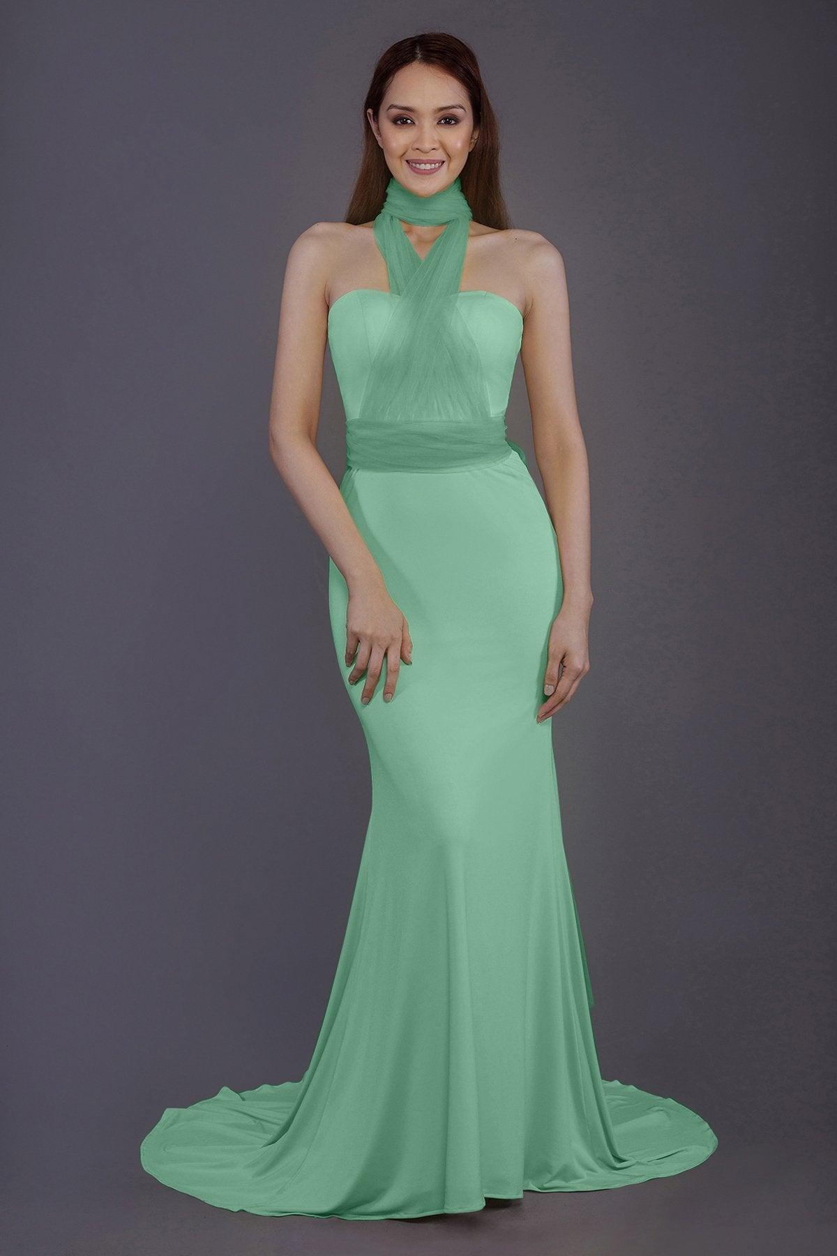 Mermaid Court Train Knitted Fabric Bridesmaid Dress PR3498 - COCOMELODY