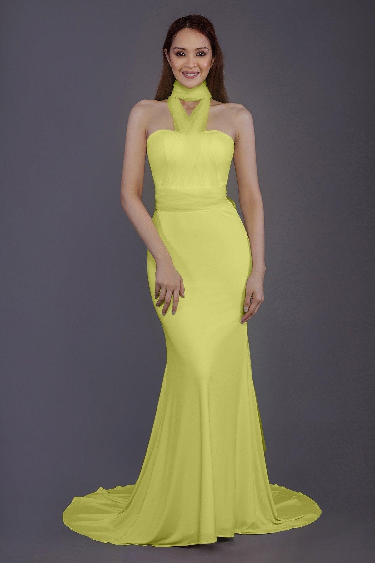 Mermaid Court Train Knitted Fabric Bridesmaid Dress PR3498 - COCOMELODY