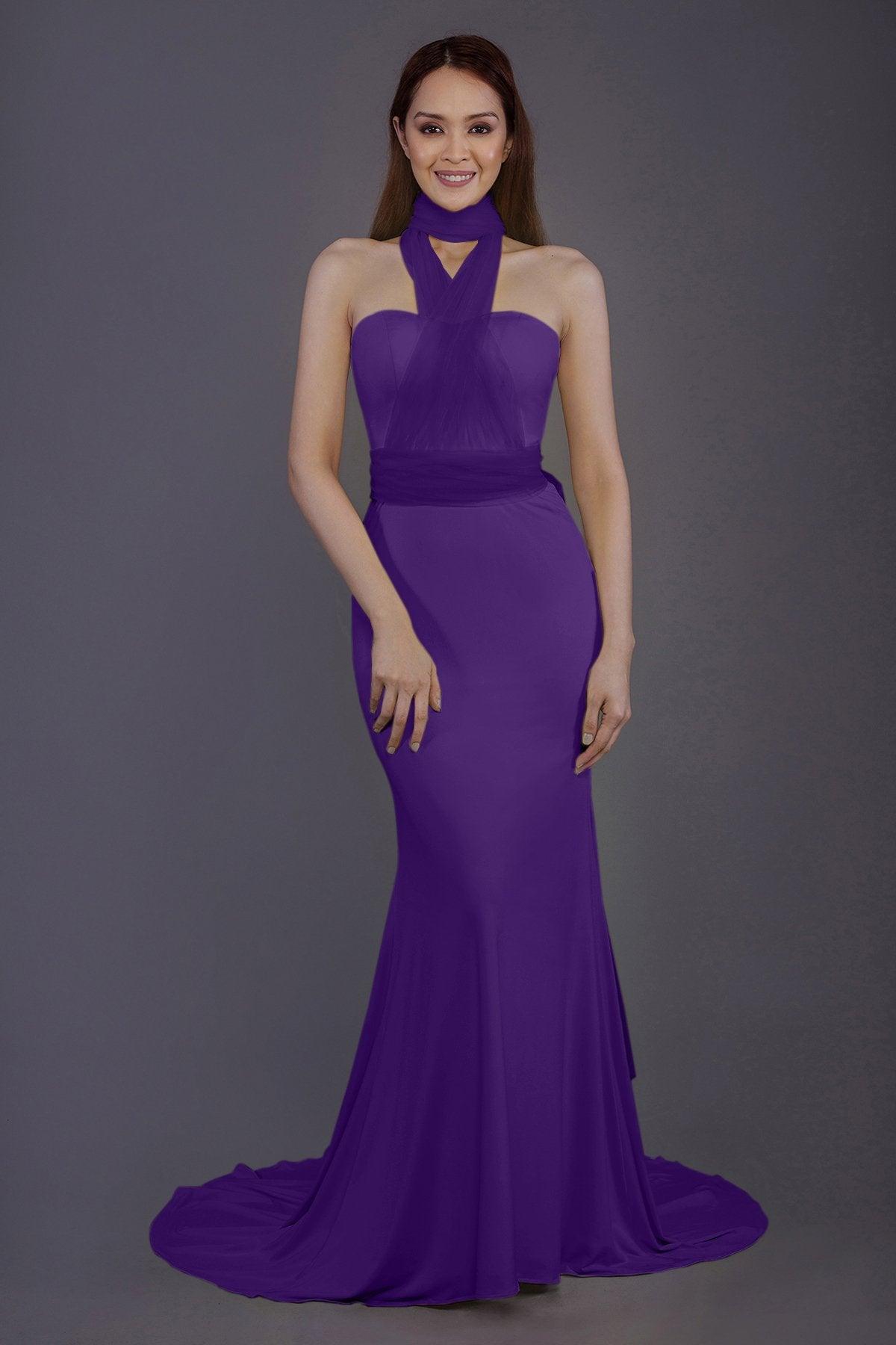 Mermaid Court Train Knitted Fabric Bridesmaid Dress PR3498 - COCOMELODY