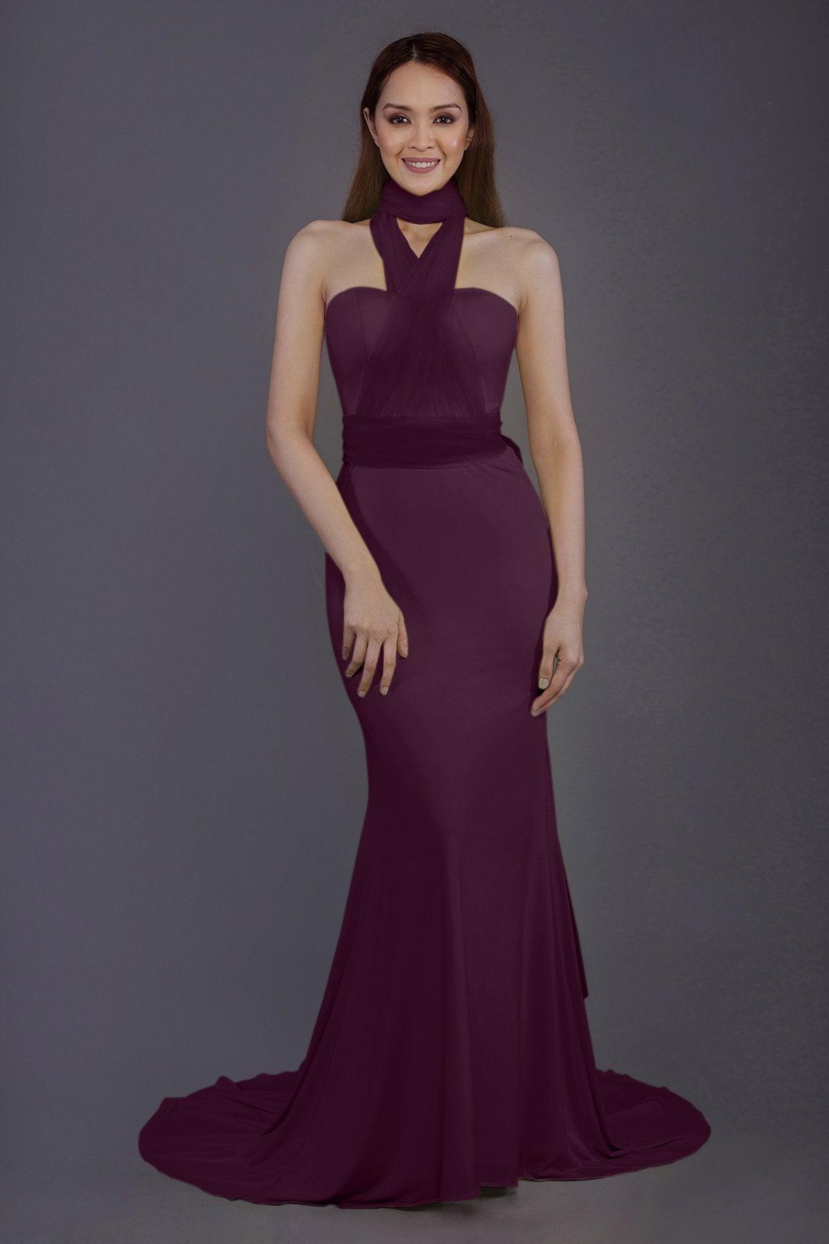 Mermaid Court Train Knitted Fabric Bridesmaid Dress PR3498 - COCOMELODY