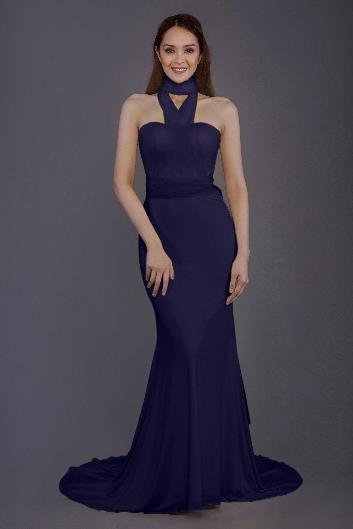 Mermaid Court Train Knitted Fabric Bridesmaid Dress PR3498 - COCOMELODY