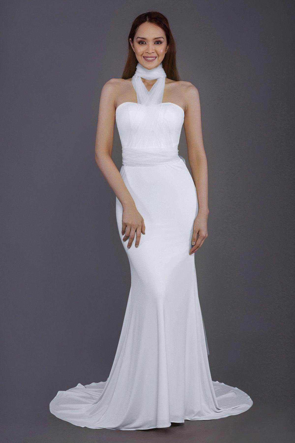 Mermaid Court Train Knitted Fabric Bridesmaid Dress PR3498 - COCOMELODY