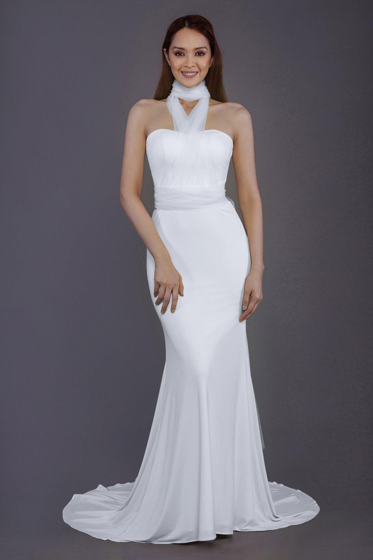 Mermaid Court Train Knitted Fabric Bridesmaid Dress PR3498 - COCOMELODY