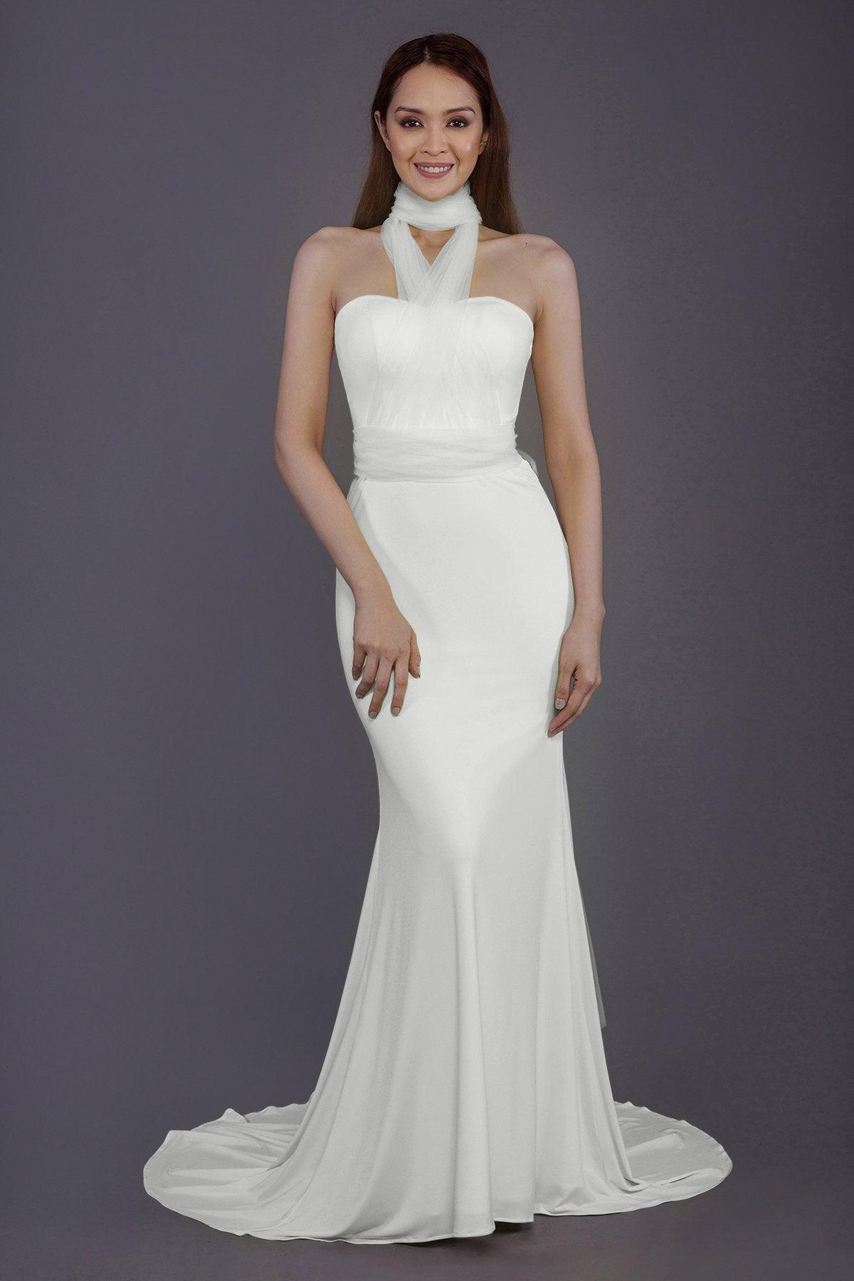 Mermaid Court Train Knitted Fabric Bridesmaid Dress PR3498 - COCOMELODY