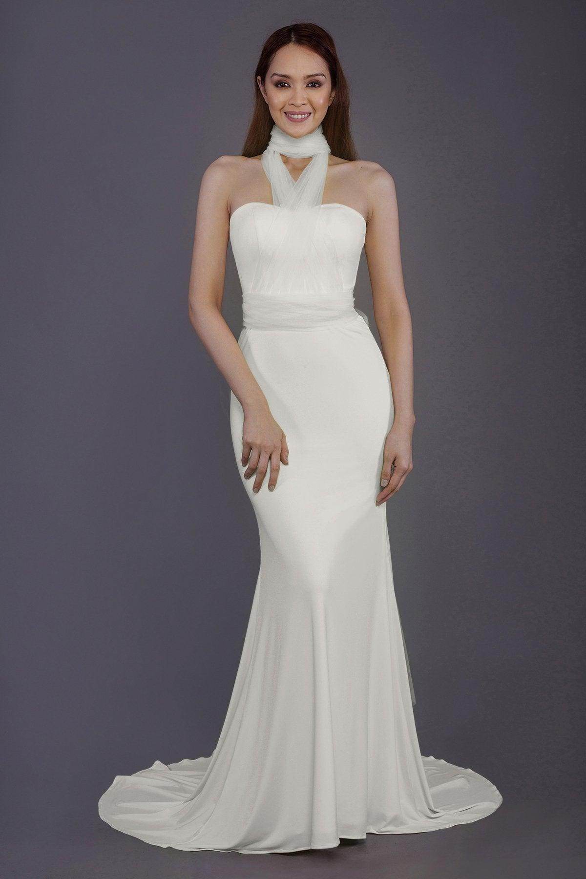 Mermaid Court Train Knitted Fabric Bridesmaid Dress PR3498 - COCOMELODY
