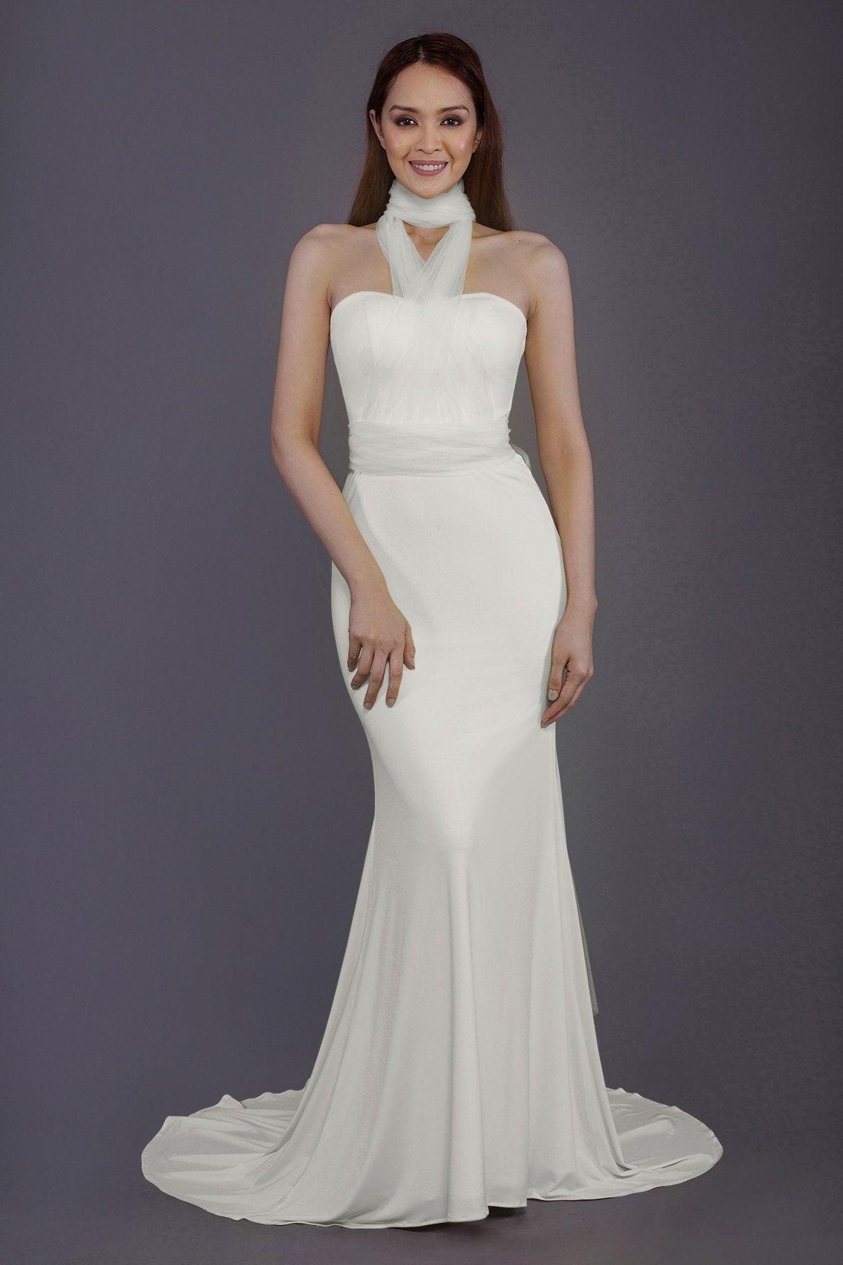 Mermaid Court Train Knitted Fabric Bridesmaid Dress PR3498 - COCOMELODY