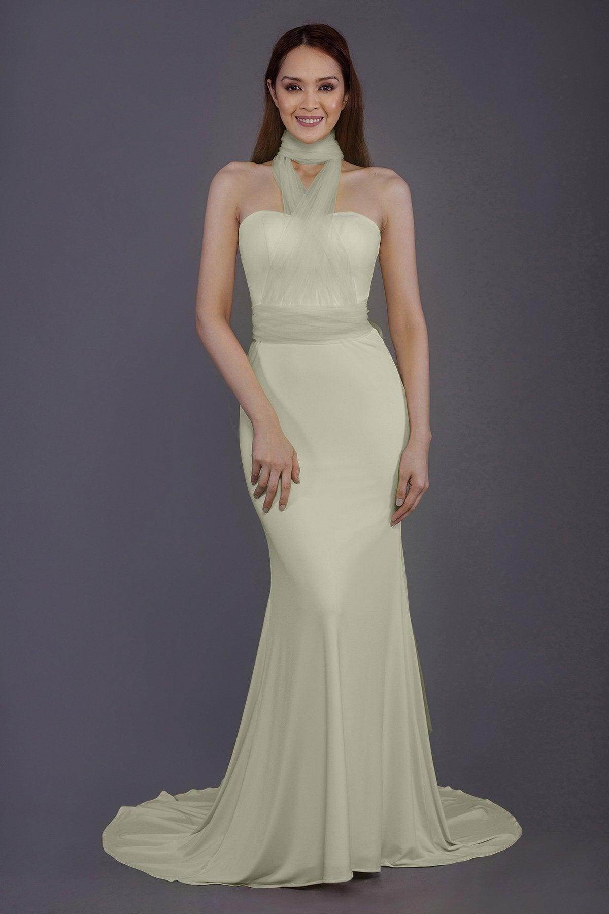 Mermaid Court Train Knitted Fabric Bridesmaid Dress PR3498 - COCOMELODY