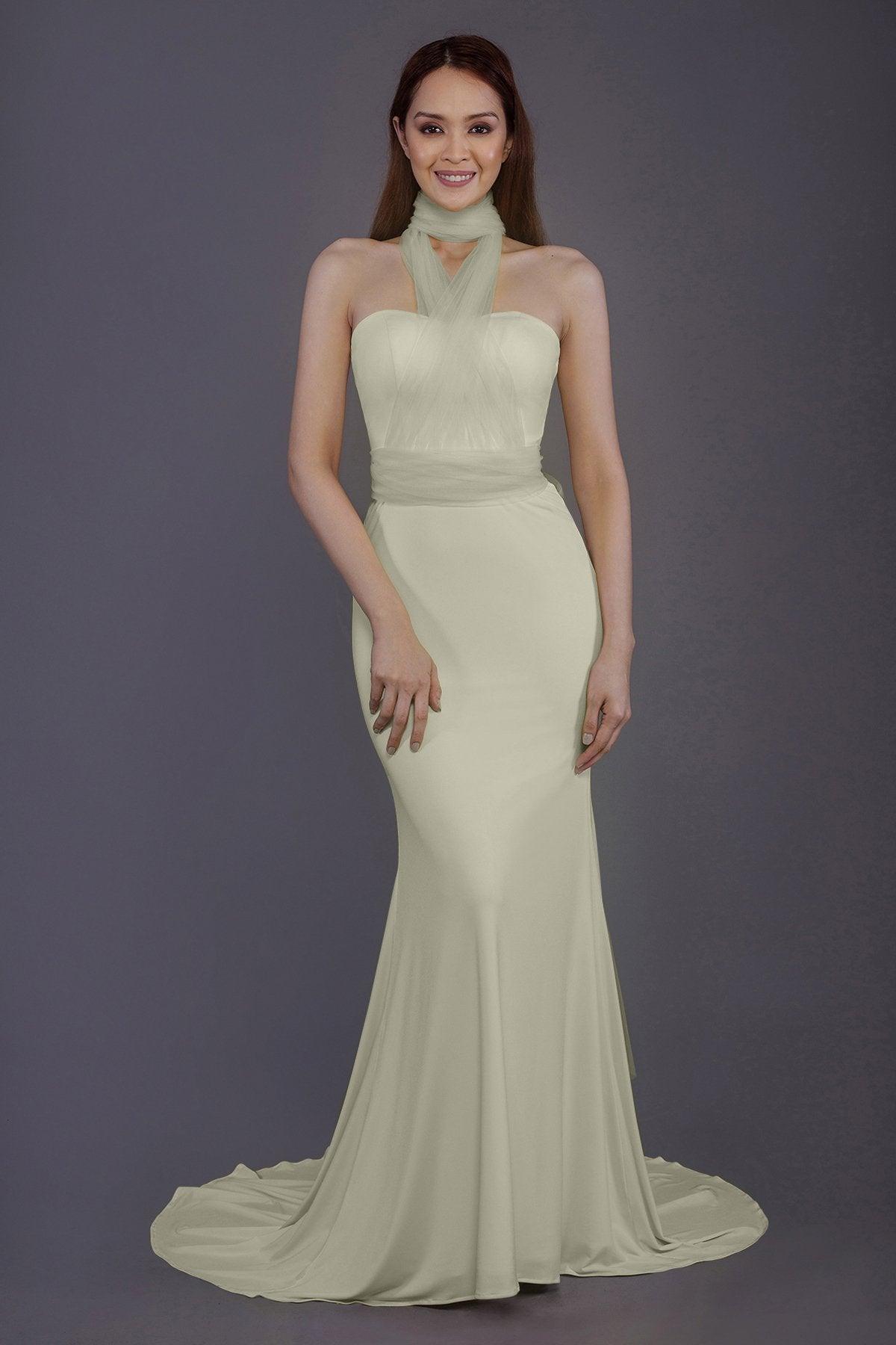 Mermaid Court Train Knitted Fabric Bridesmaid Dress PR3498 - COCOMELODY