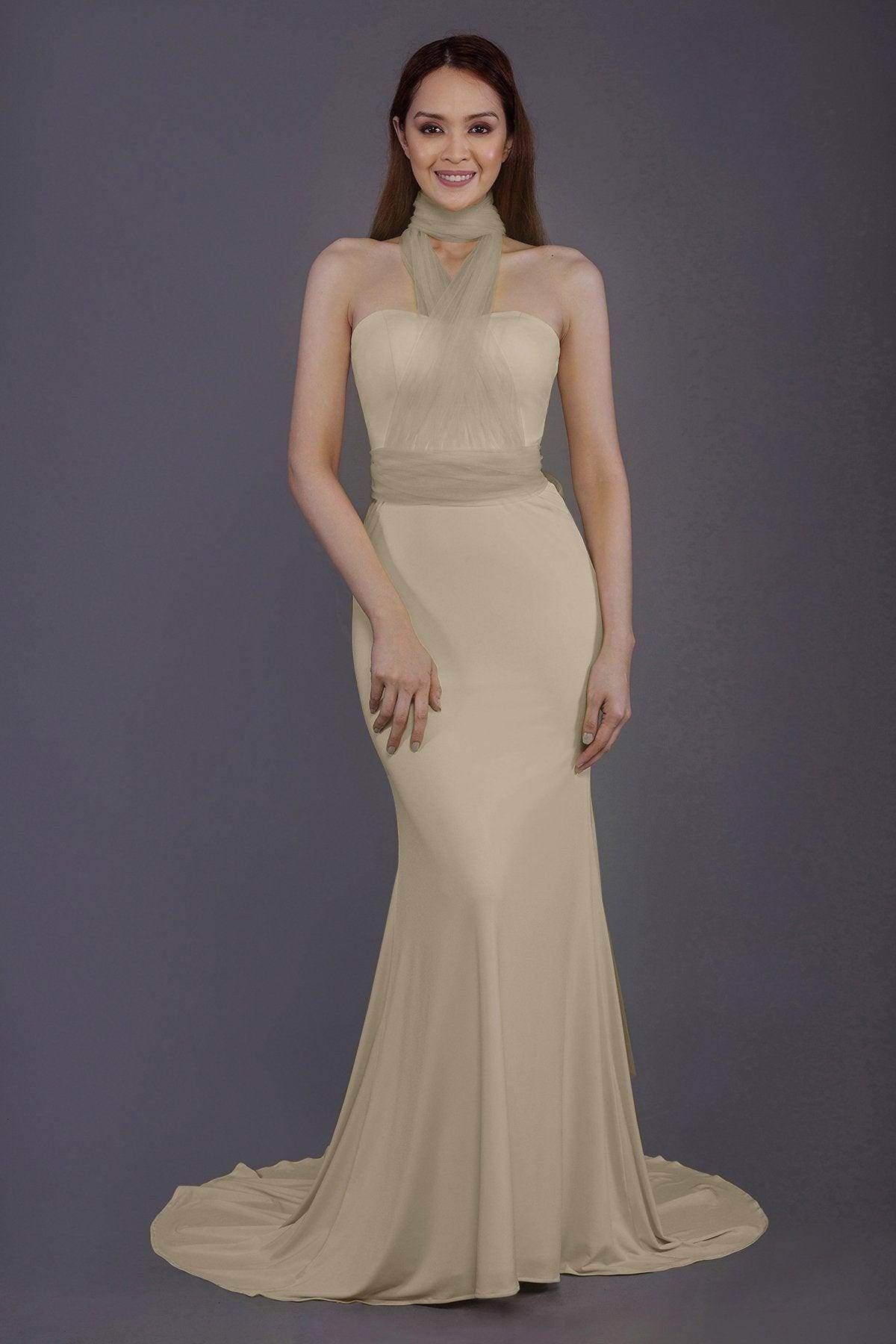 Mermaid Court Train Knitted Fabric Bridesmaid Dress PR3498 - COCOMELODY