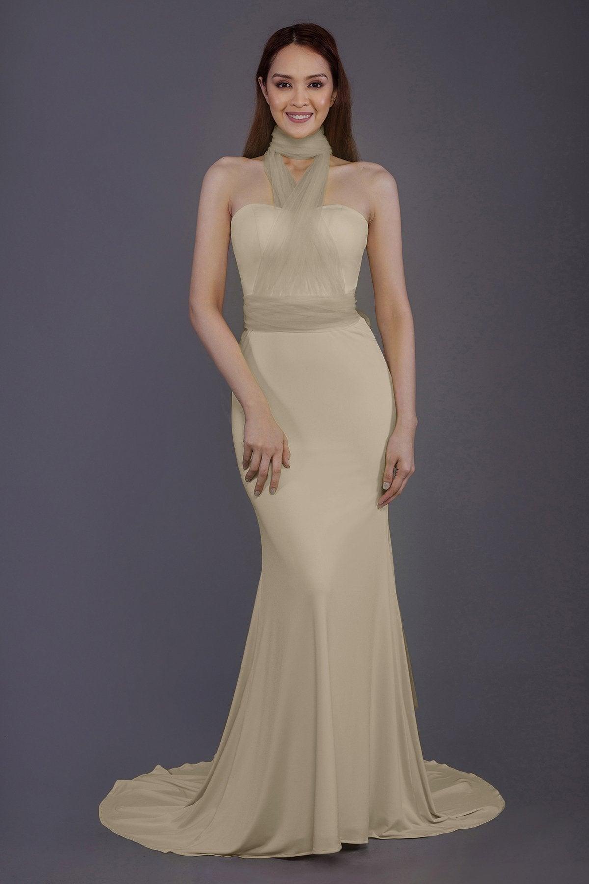 Mermaid Court Train Knitted Fabric Bridesmaid Dress PR3498 - COCOMELODY