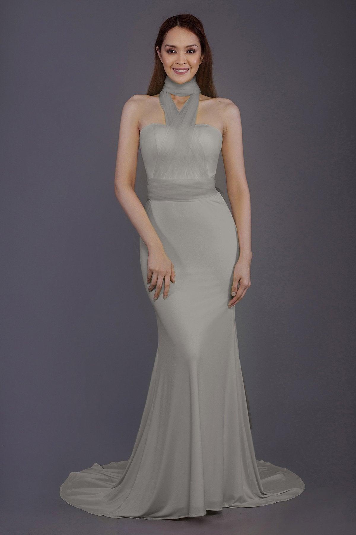 Mermaid Court Train Knitted Fabric Bridesmaid Dress PR3498 - COCOMELODY