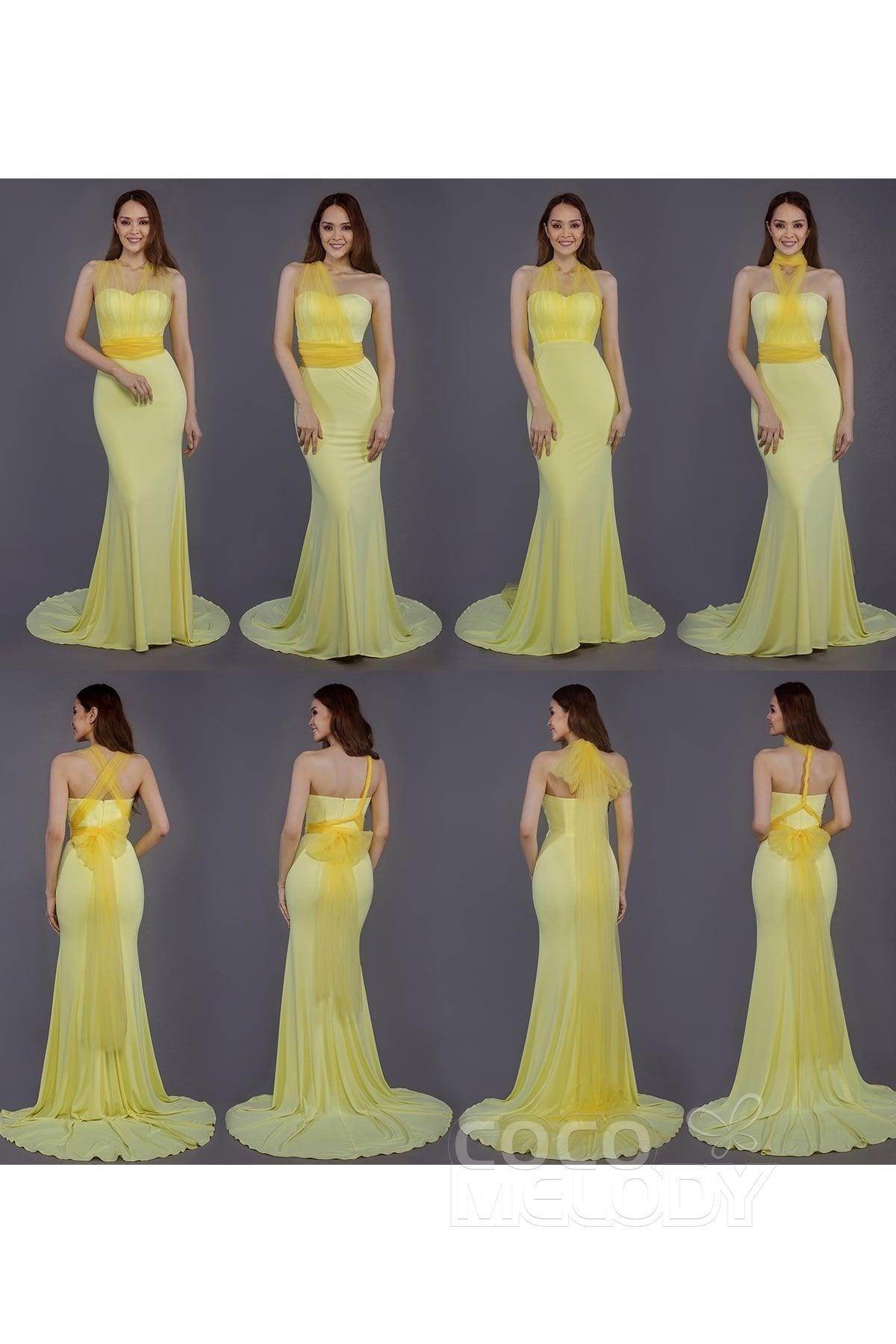 Mermaid Court Train Knitted Fabric Bridesmaid Dress PR3498 - COCOMELODY