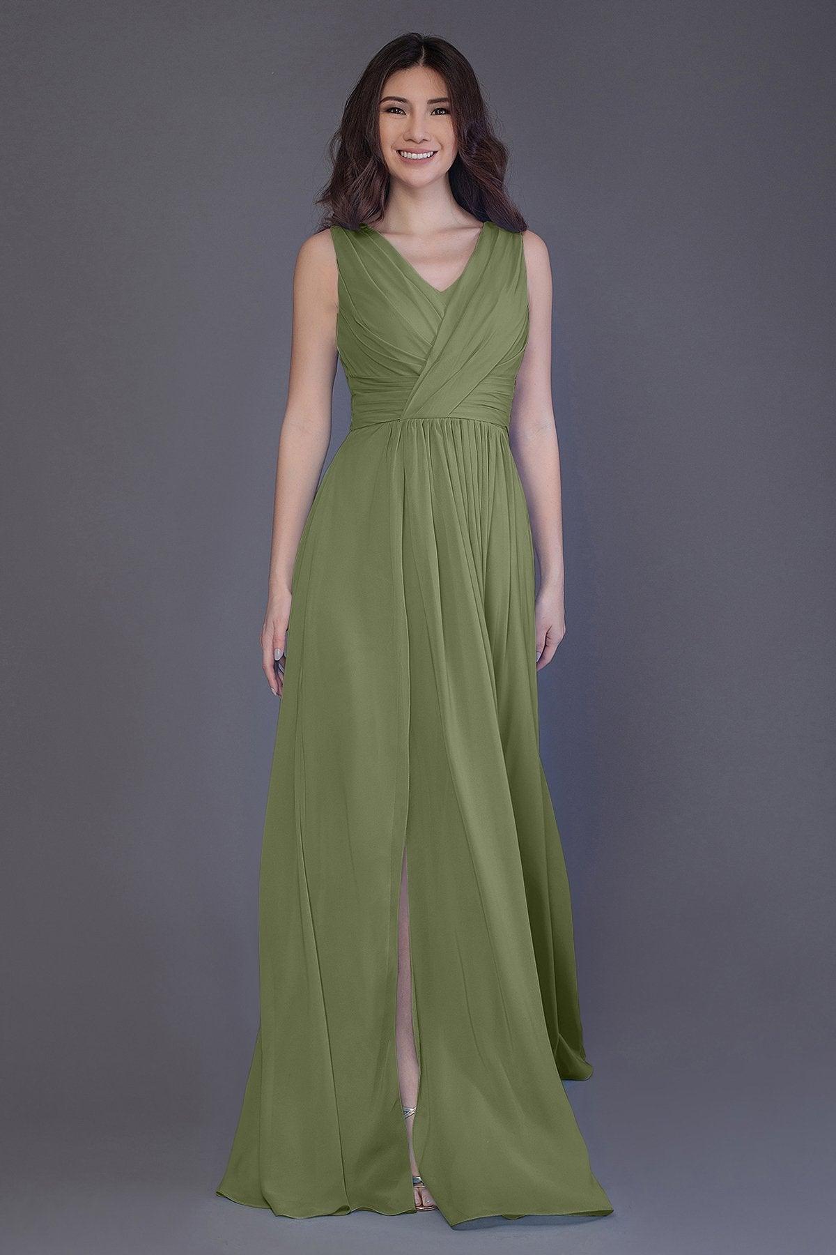 Sheath-Column Floor Length Chiffon Bridesmaid Dress PR3499 - COCOMELODY