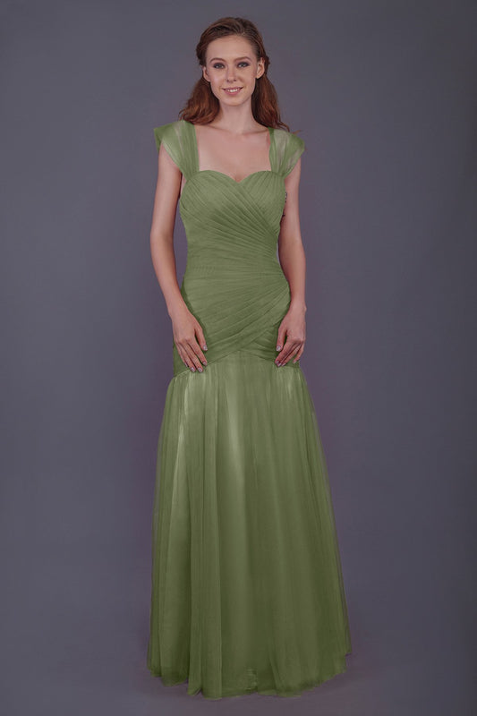 Trumpet-Mermaid Floor Length Tulle Bridesmaid Dress PR3500