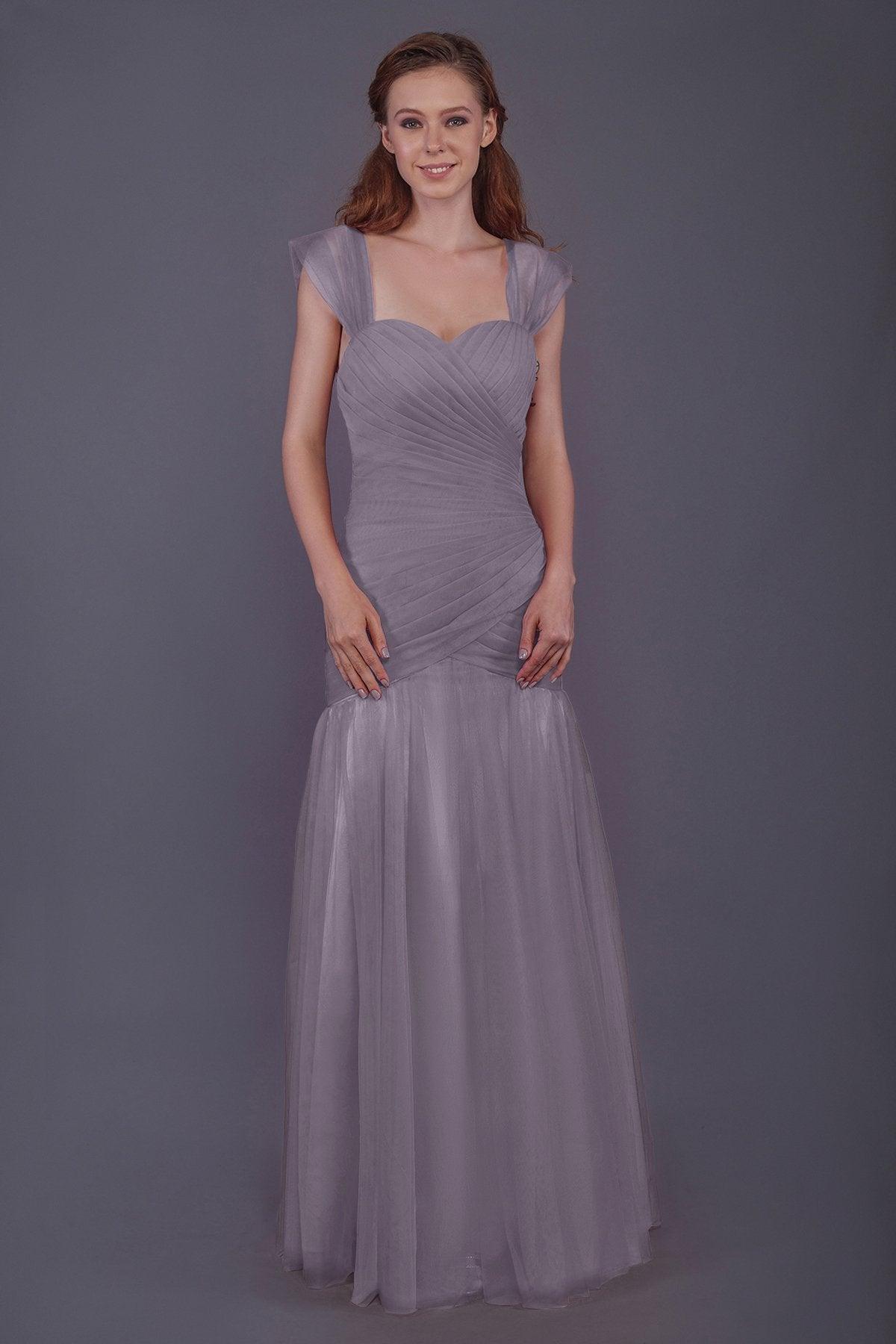 Trumpet-Mermaid Floor Length Tulle Bridesmaid Dress PR3500 - COCOMELODY