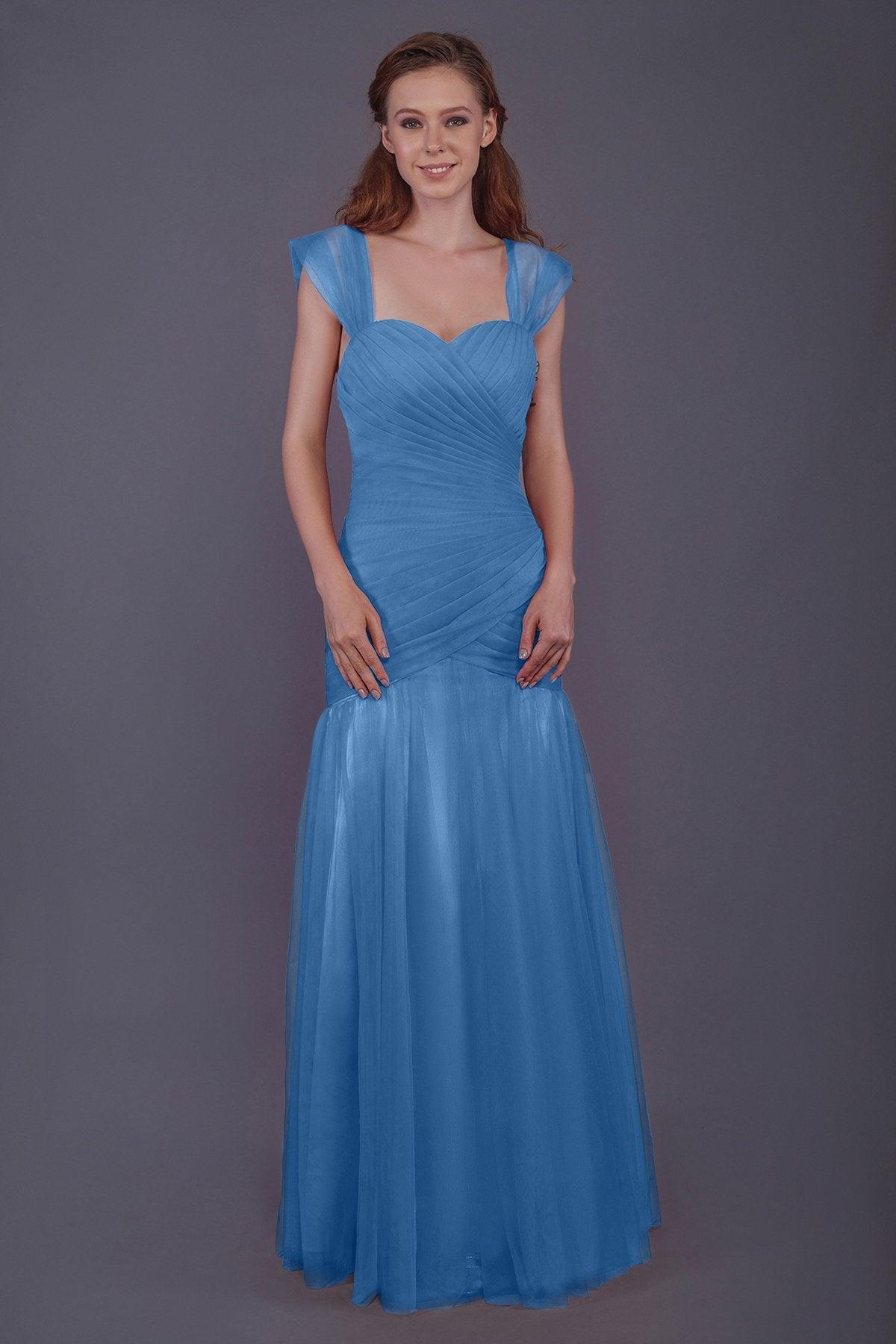 Trumpet-Mermaid Floor Length Tulle Bridesmaid Dress PR3500 - COCOMELODY