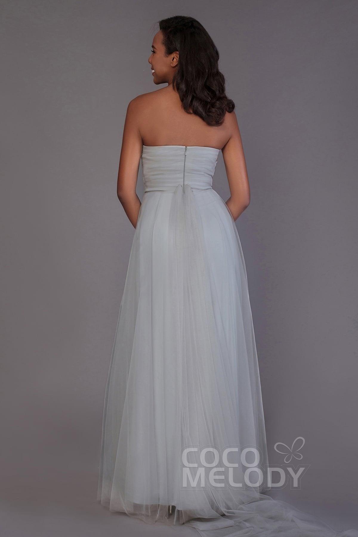 Sheath-Column Floor Length Tulle Bridesmaid Dress PR3502