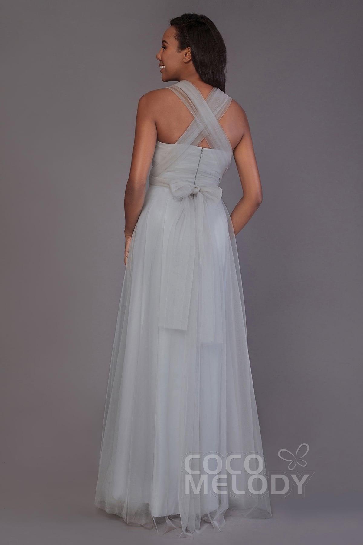 Sheath-Column Floor Length Tulle Bridesmaid Dress PR3502