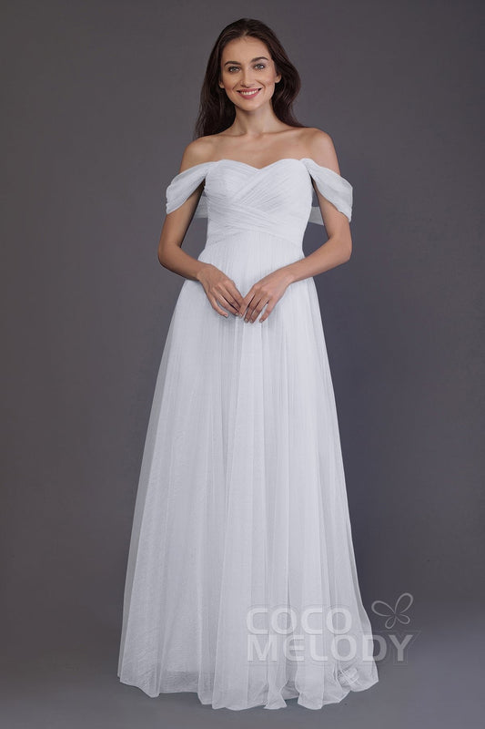 Sheath-Column Floor Length Tulle Bridesmaid Dress PR3512
