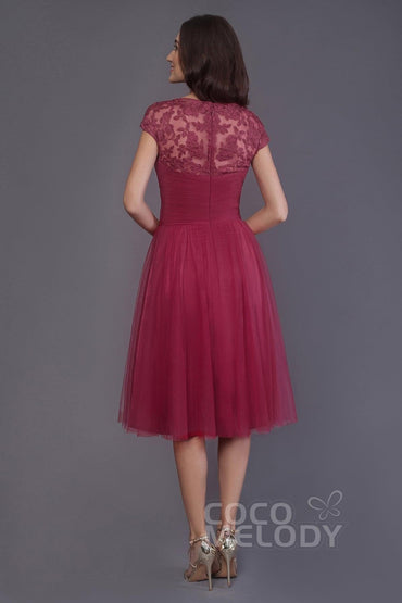 A-Line Knee Length Tulle Bridesmaid Dress PR3515