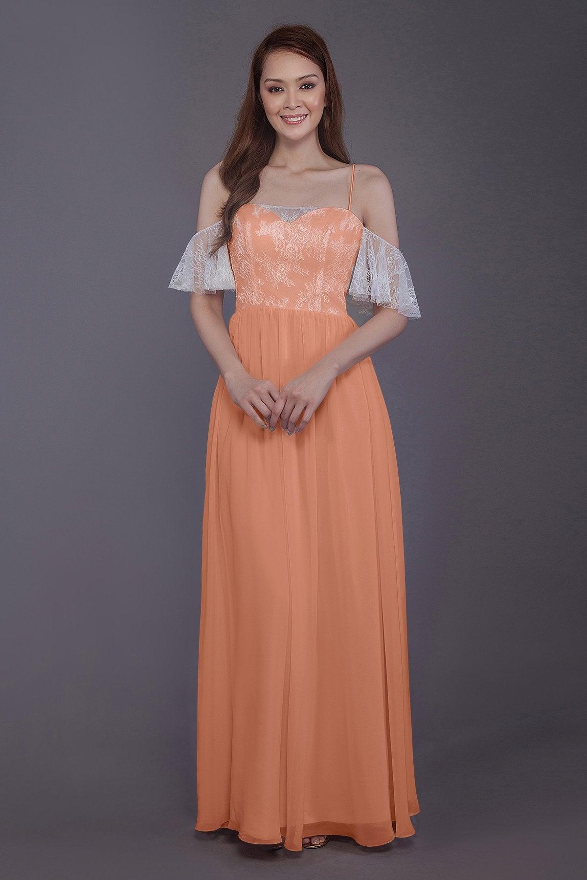 Sheath-Column Floor Length Chiffon Bridesmaid Dress PR3521 - COCOMELODY