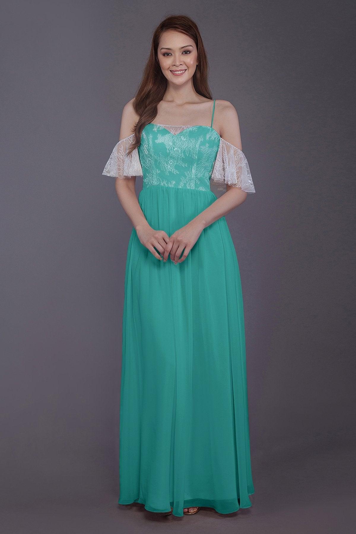 Sheath-Column Floor Length Chiffon Bridesmaid Dress PR3521 - COCOMELODY