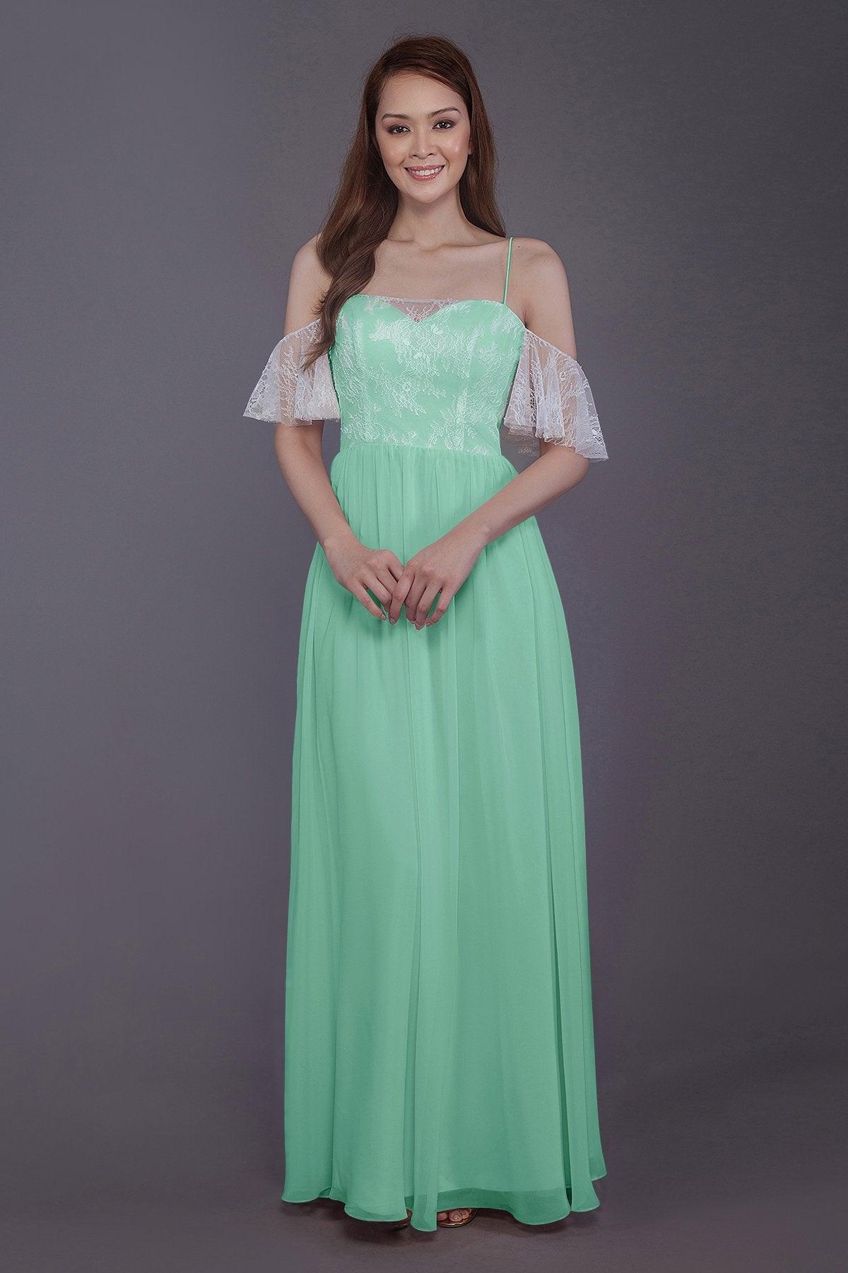 Sheath-Column Floor Length Chiffon Bridesmaid Dress PR3521 - COCOMELODY