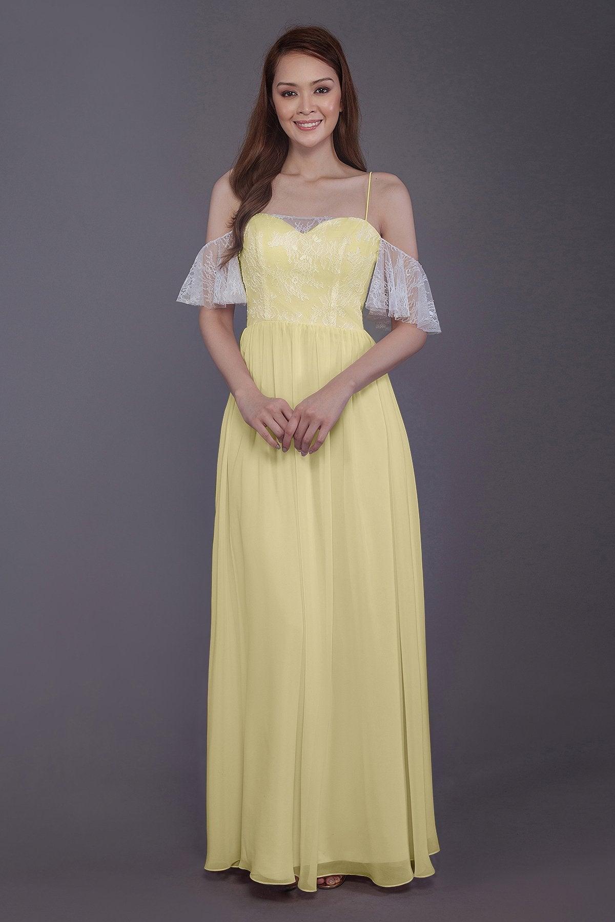 Sheath-Column Floor Length Chiffon Bridesmaid Dress PR3521 - COCOMELODY