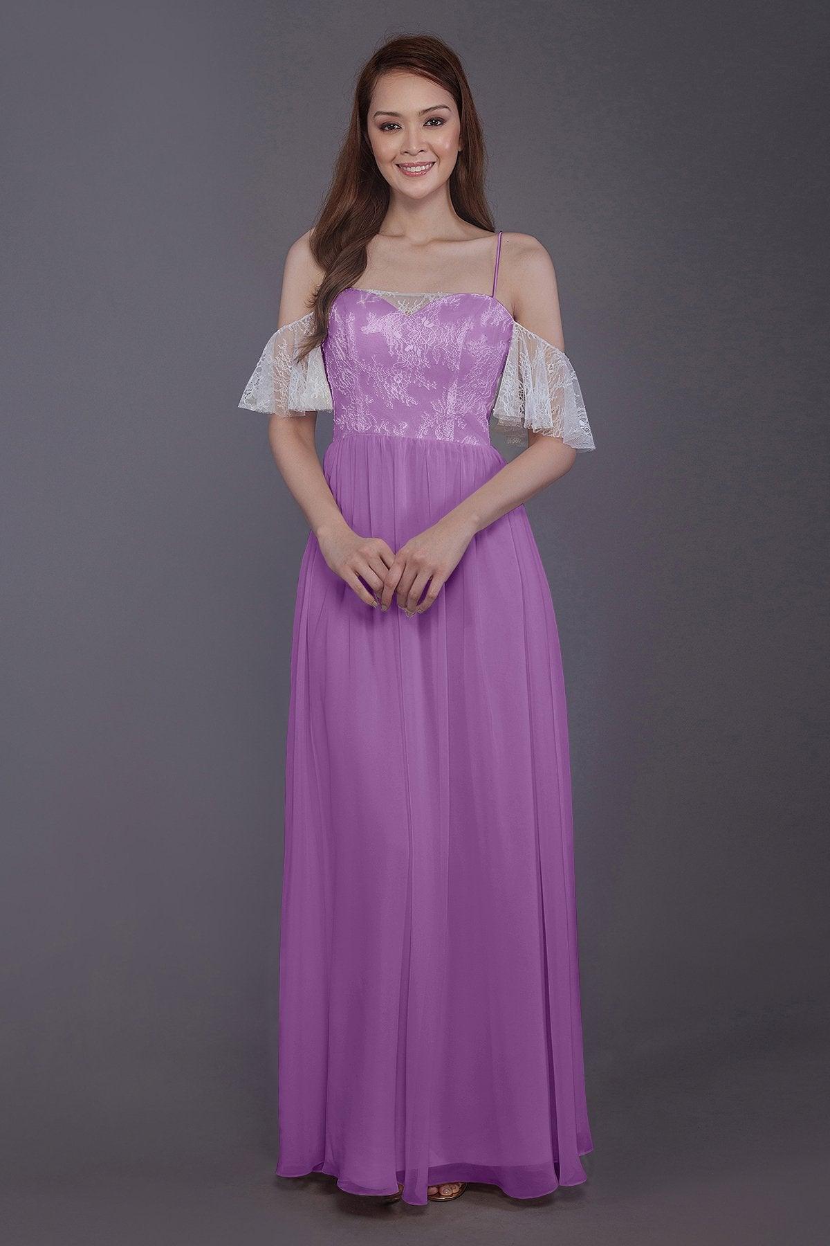 Sheath-Column Floor Length Chiffon Bridesmaid Dress PR3521 - COCOMELODY