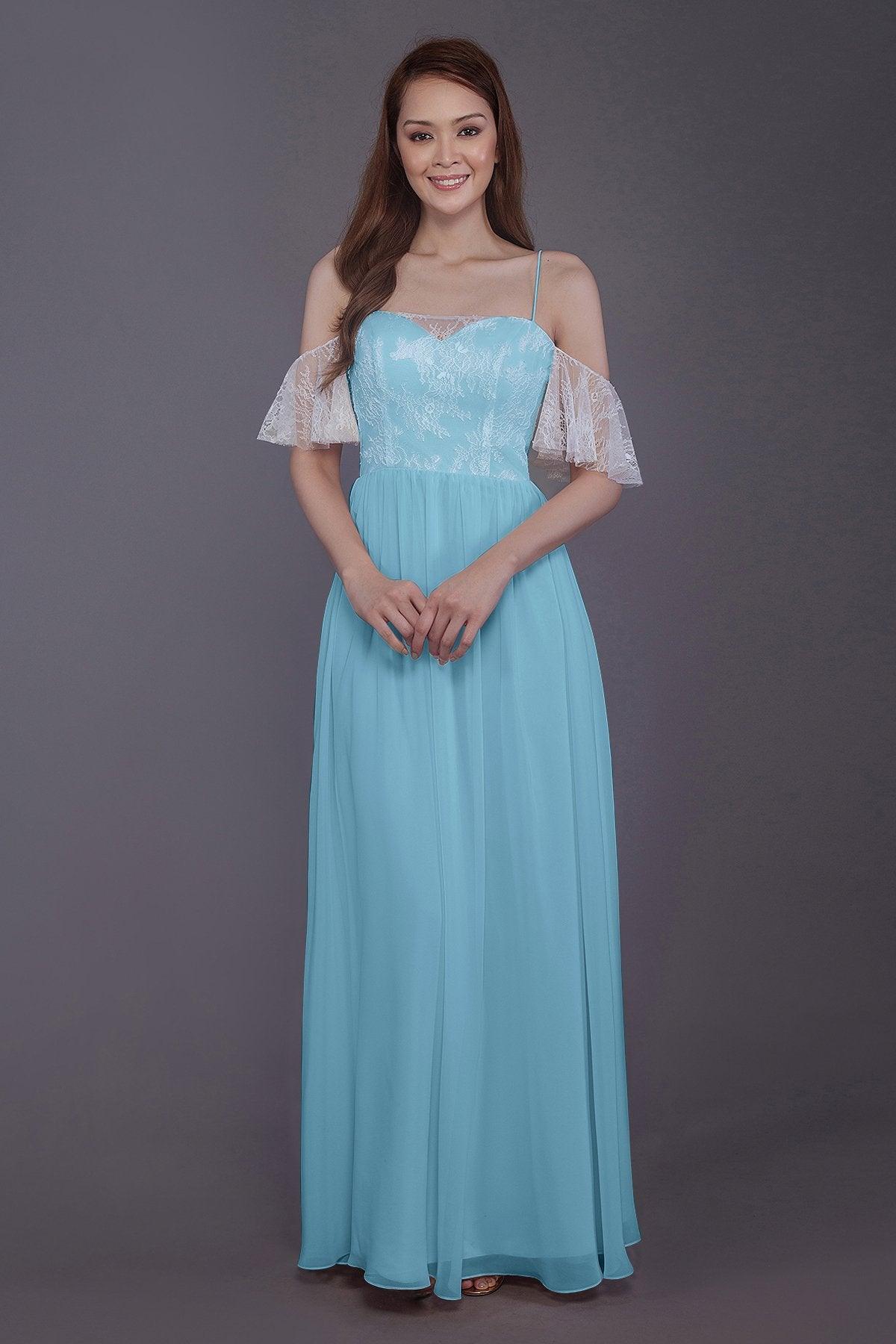 Sheath-Column Floor Length Chiffon Bridesmaid Dress PR3521 - COCOMELODY