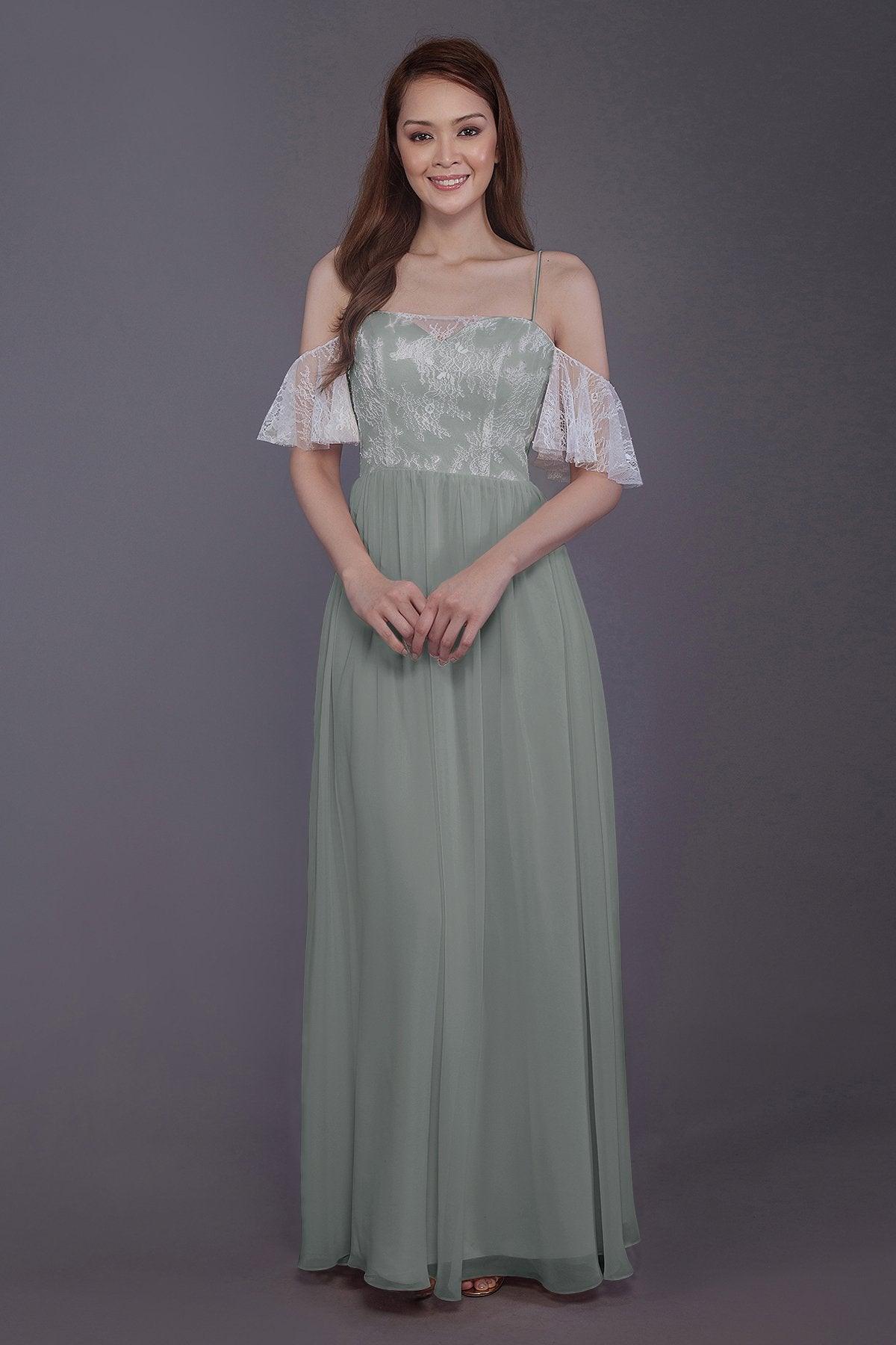Sheath-Column Floor Length Chiffon Bridesmaid Dress PR3521 - COCOMELODY