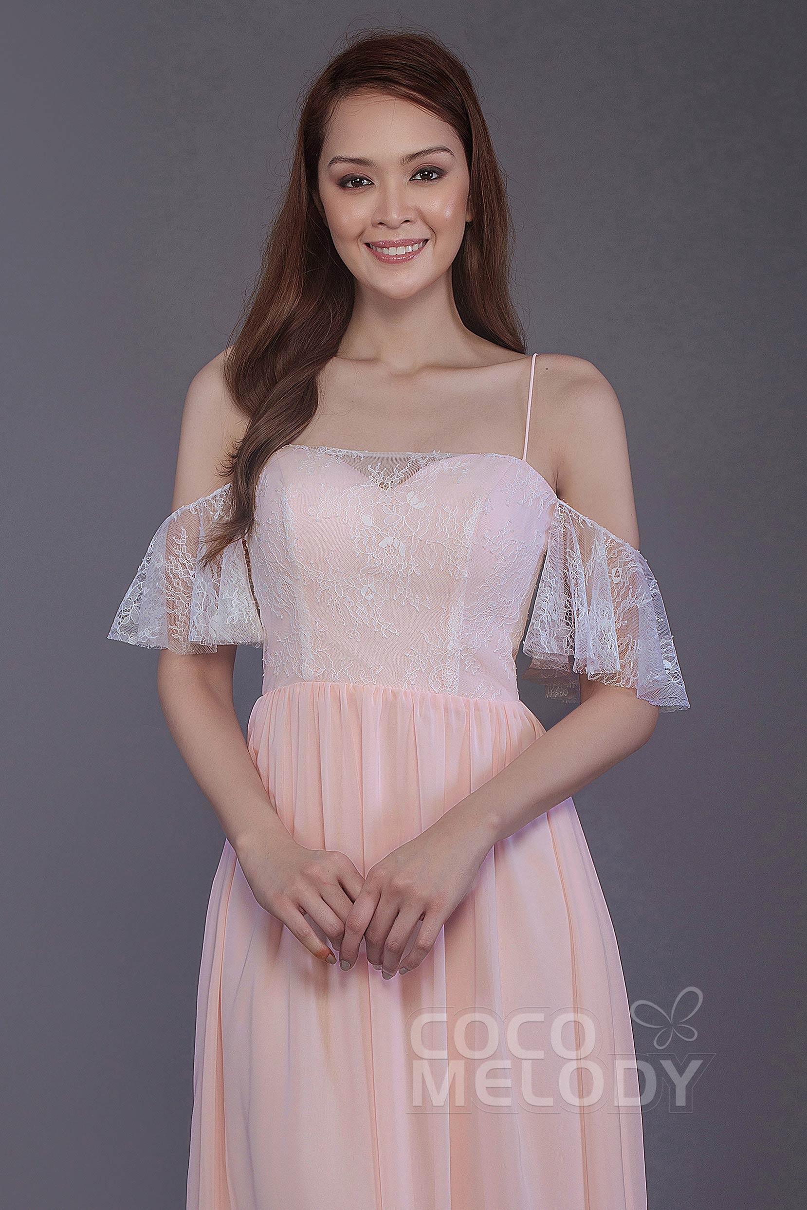 Sheath-Column Floor Length Chiffon Bridesmaid Dress PR3521 - COCOMELODY