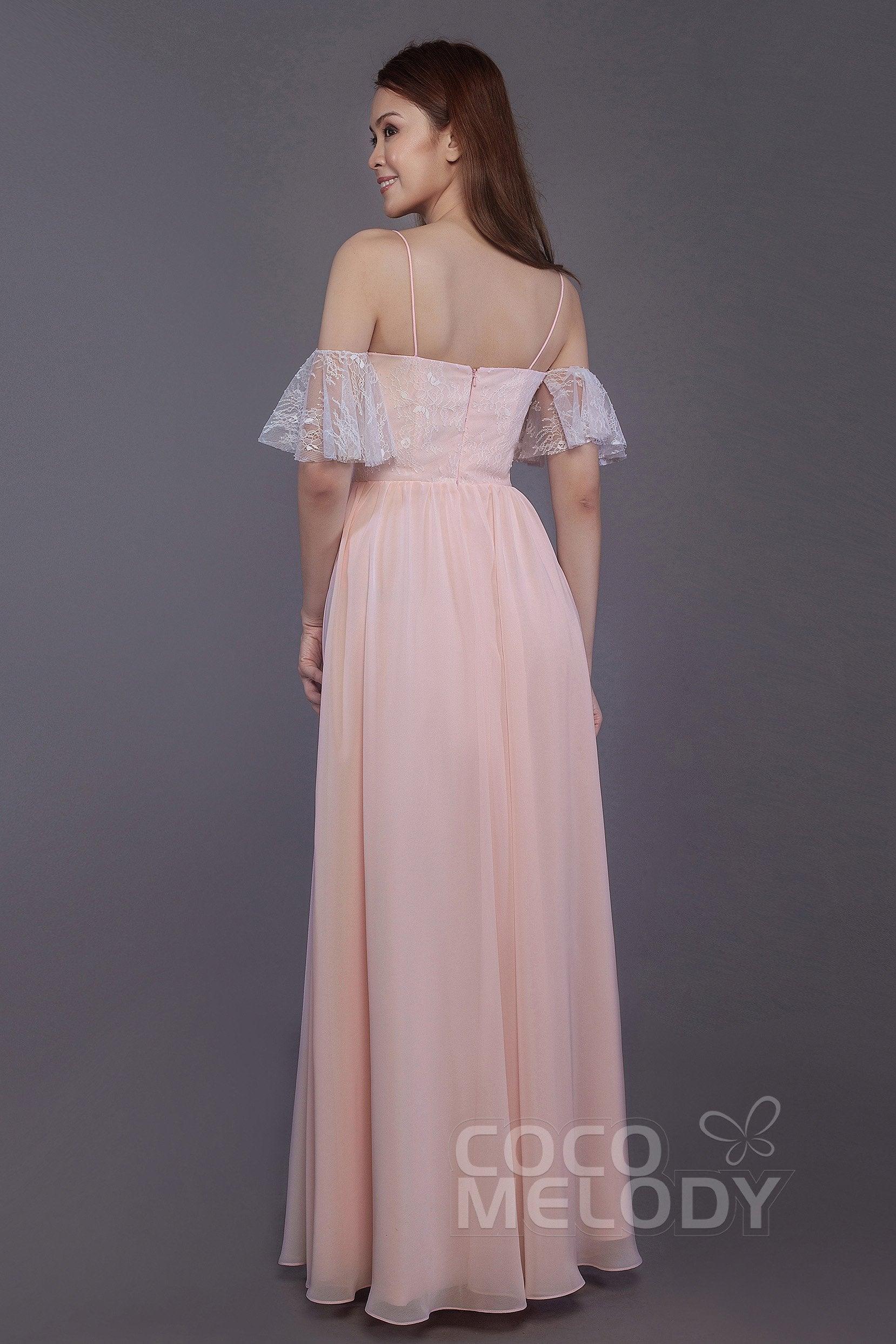 Sheath-Column Floor Length Chiffon Bridesmaid Dress PR3521 - COCOMELODY