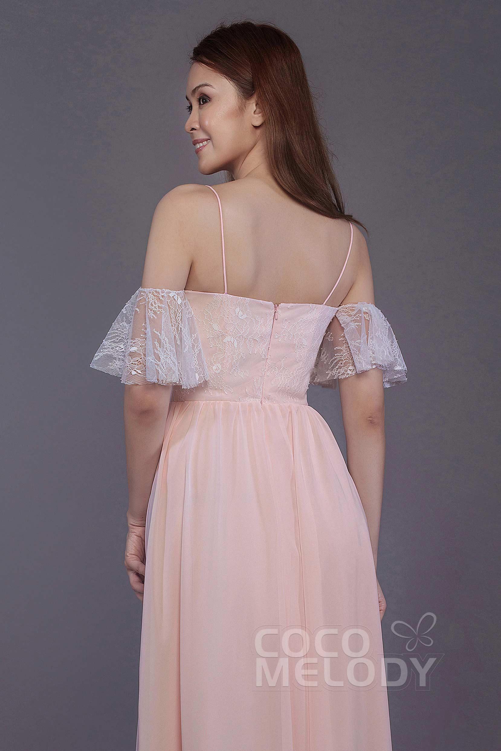 Sheath-Column Floor Length Chiffon Bridesmaid Dress PR3521 - COCOMELODY
