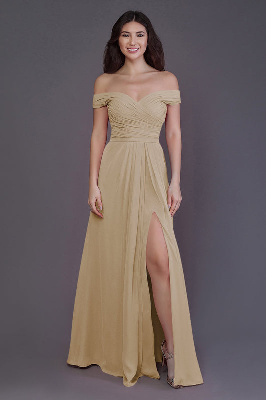 Sheath-Column Floor Length Chiffon Bridesmaid Dress PR3536