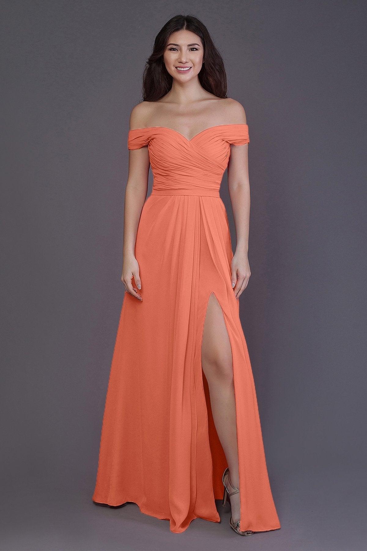 Sheath-Column Floor Length Chiffon Bridesmaid Dress PR3536PS - COCOMELODY