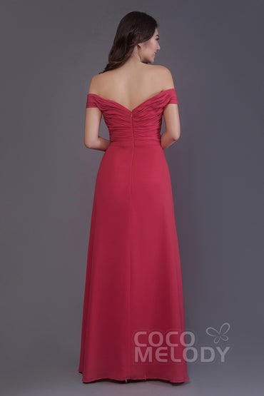 Sheath-Column Floor Length Chiffon Bridesmaid Dress PR3536