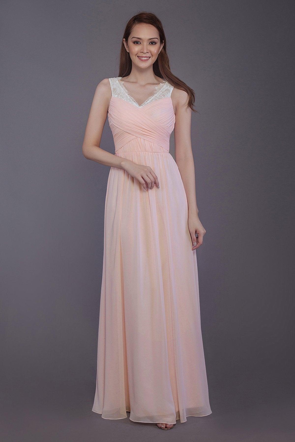 Sheath-Column Floor Length Chiffon Bridesmaid Dress PR3542 - COCOMELODY