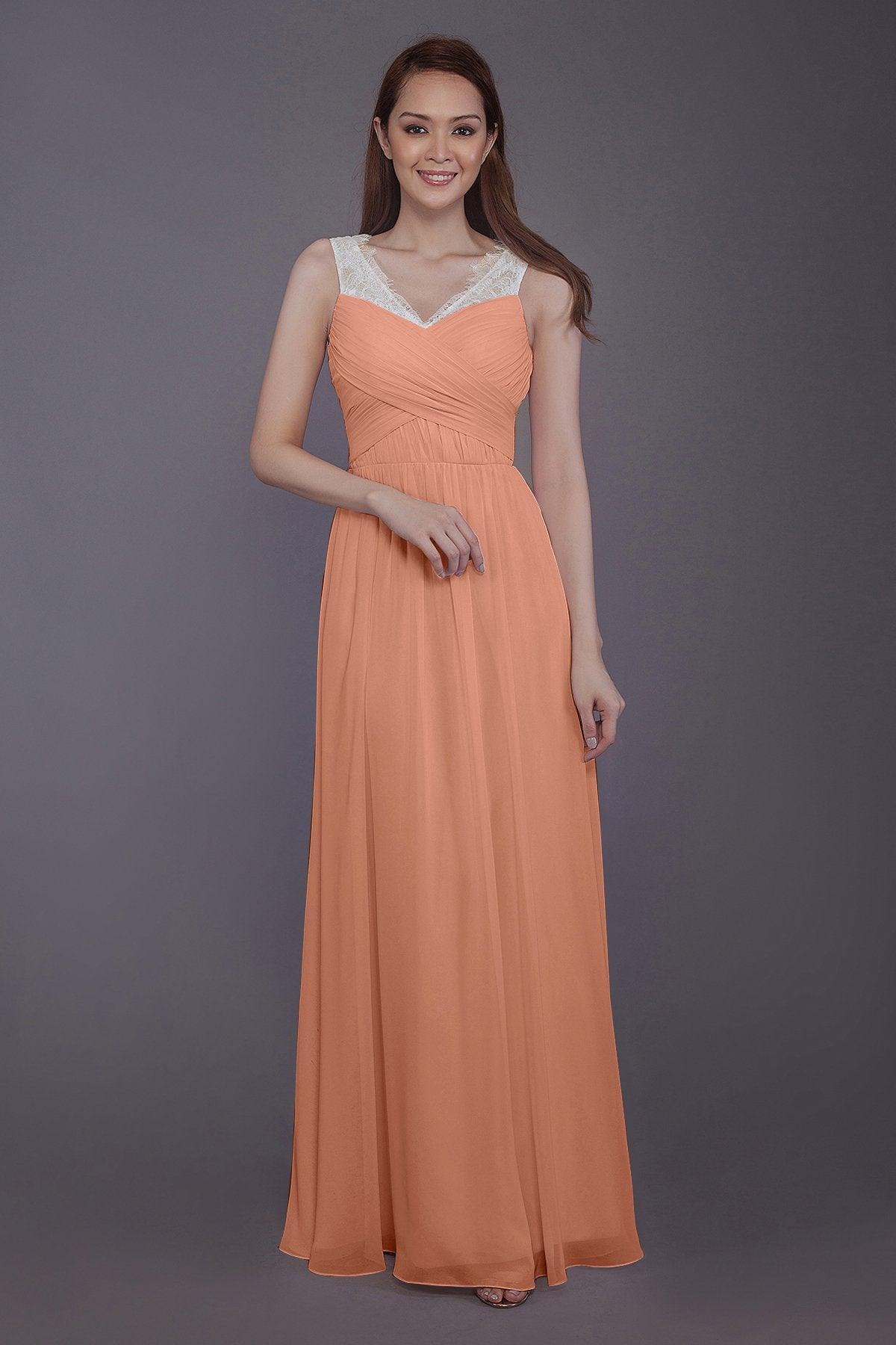 Sheath-Column Floor Length Chiffon Bridesmaid Dress PR3542 - COCOMELODY