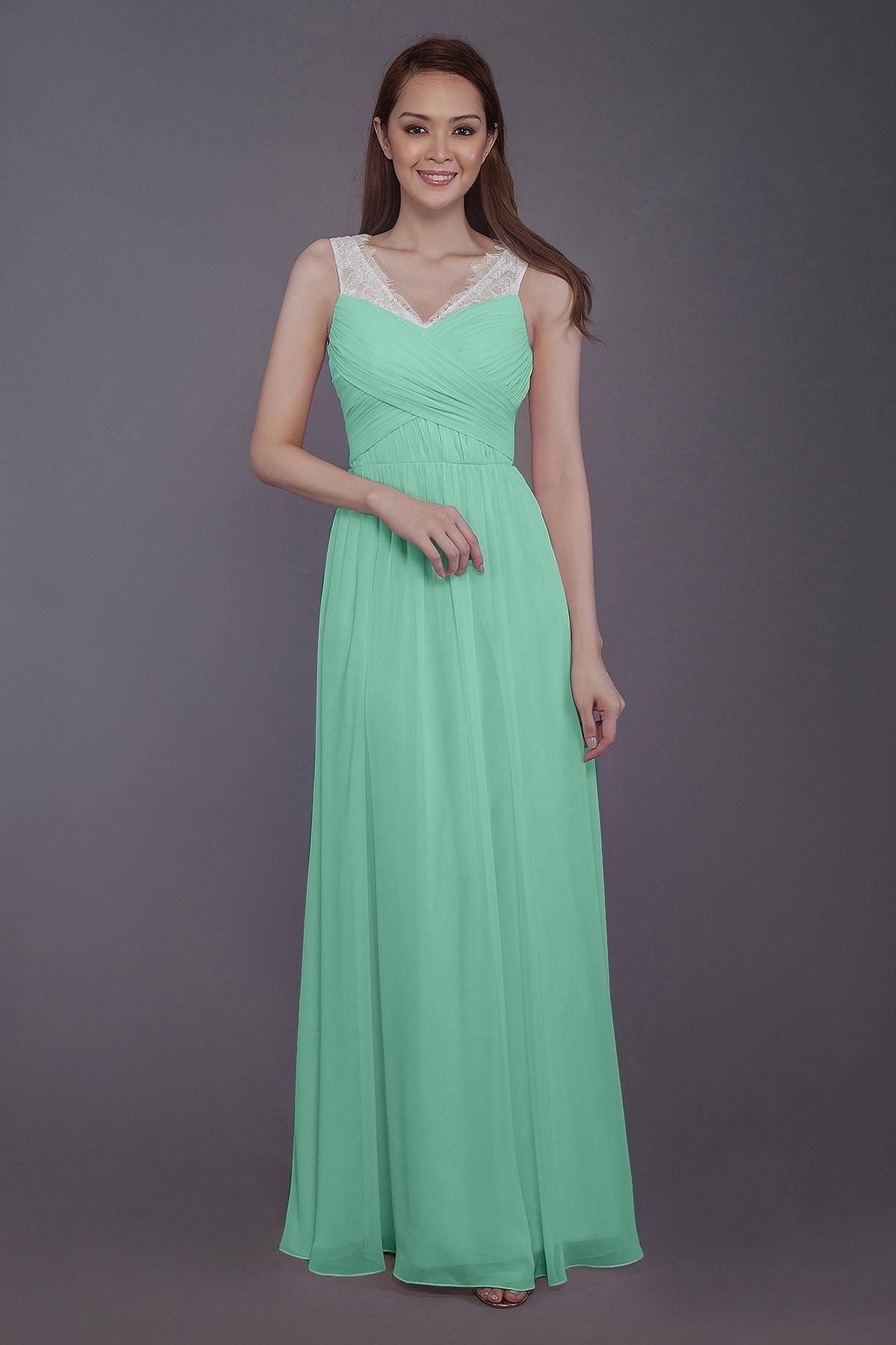 Sheath-Column Floor Length Chiffon Bridesmaid Dress PR3542 - COCOMELODY