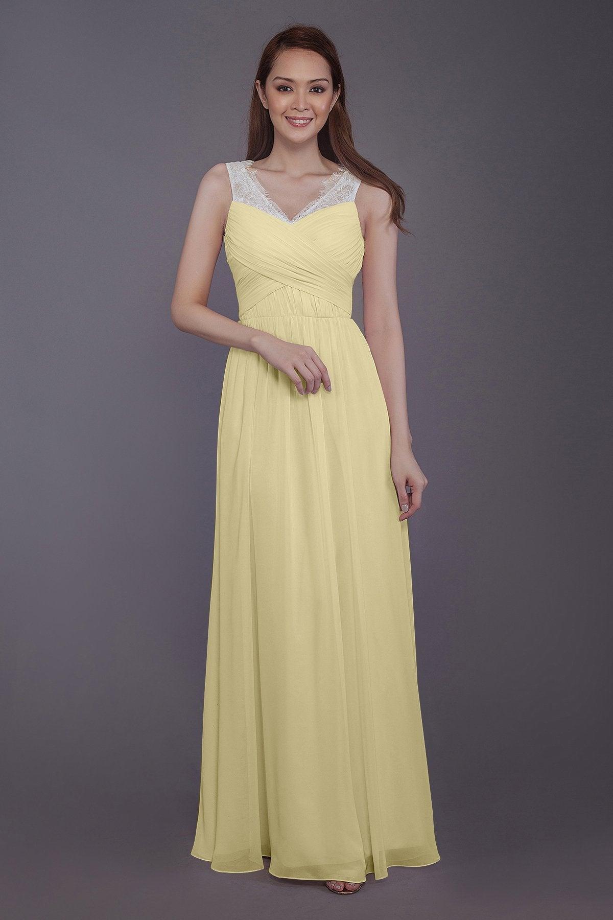 Sheath-Column Floor Length Chiffon Bridesmaid Dress PR3542 - COCOMELODY